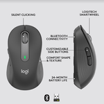 Mouse Logitech M650 Silent, Bluetooth, Wireless, Bolt USB receiver, Graphite Mouse Wireless Logitech Signature M650, Bluetooth/USB (Gri) fotografia produsului View 8 S