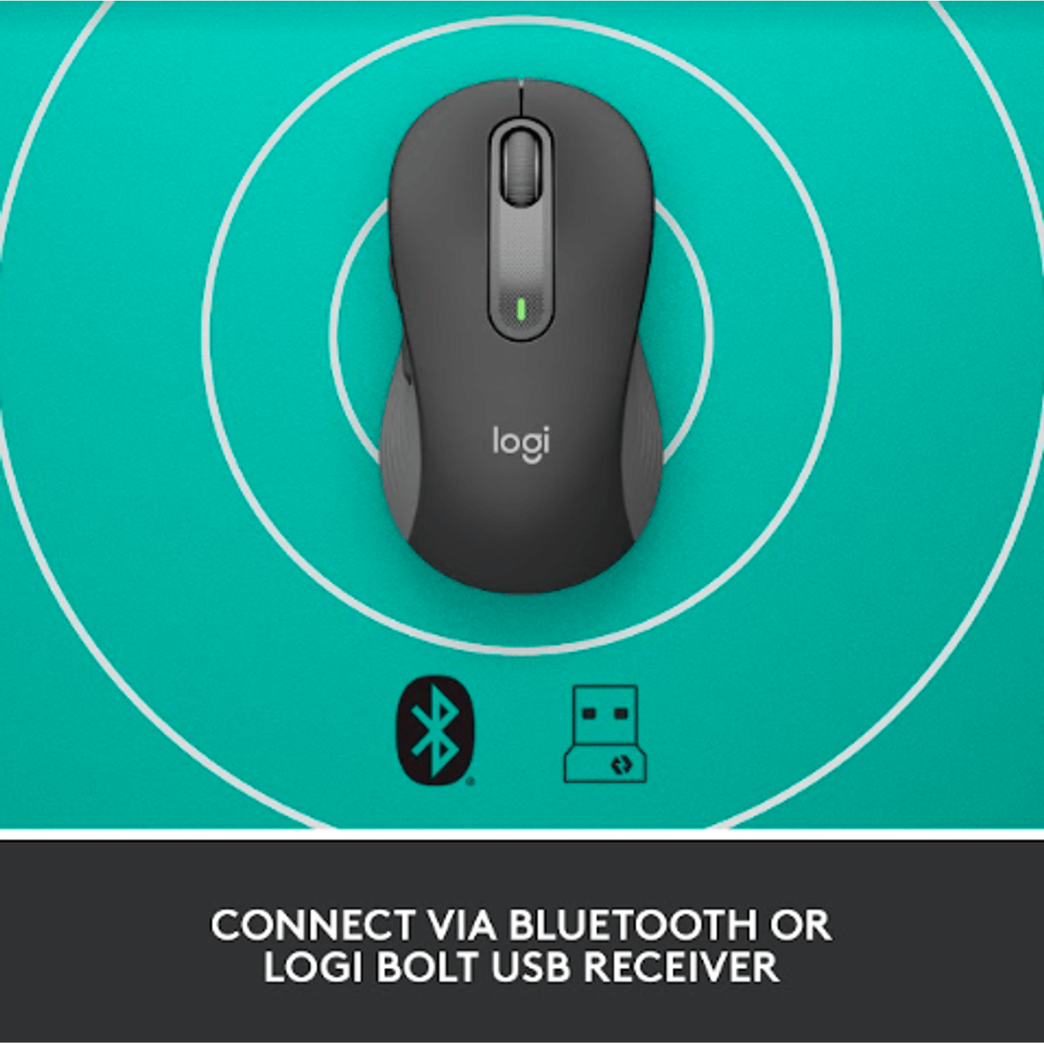 Mouse Logitech M650 Silent, Bluetooth, Wireless, Bolt USB receiver, Graphite Mouse Wireless Logitech Signature M650, Bluetooth/USB (Gri) fotografia produsului View 11 L