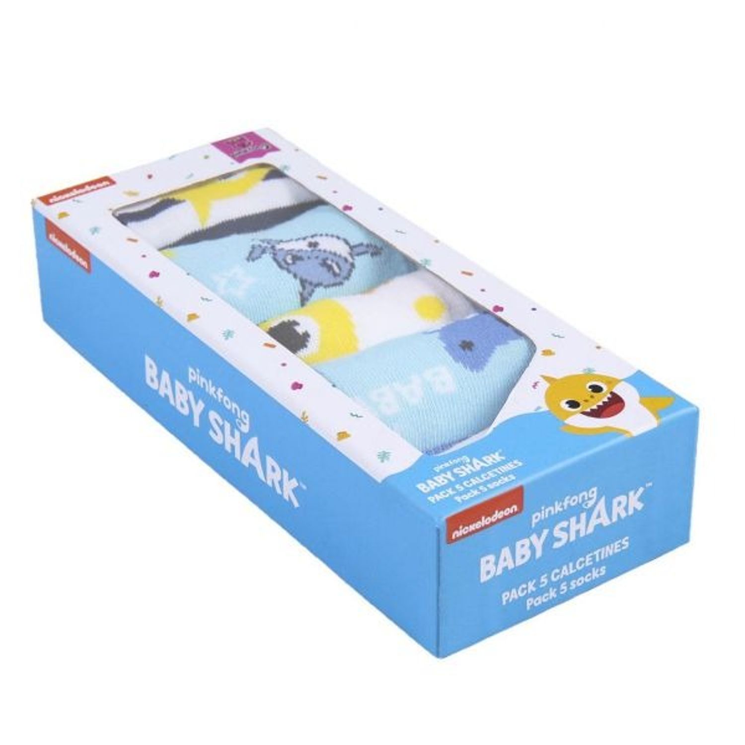 Set 5 Sosete bebe Baby Shark,Multicolor, Marime 19/20 fotografia produsului View 4 L