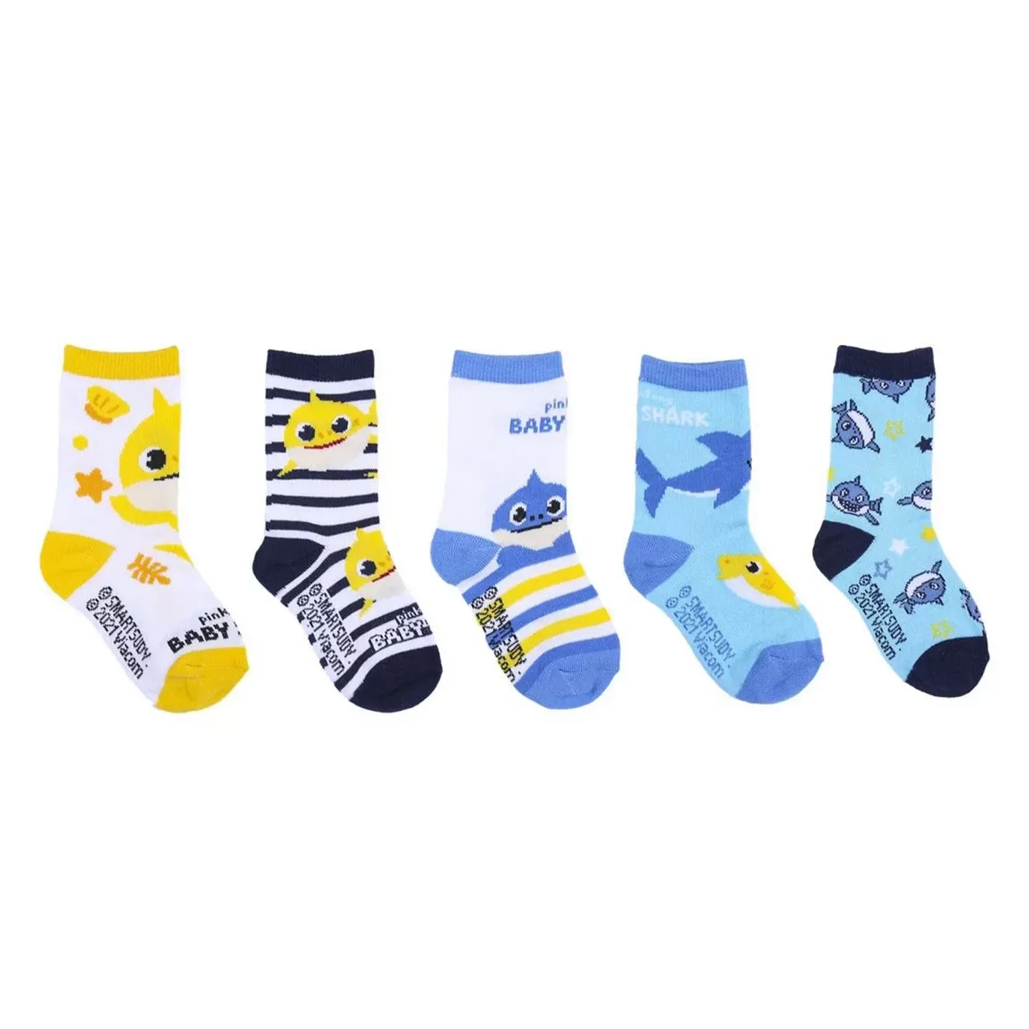 Set 5 Sosete bebe Baby Shark,Multicolor, Marime 19/20 fotografia produsului