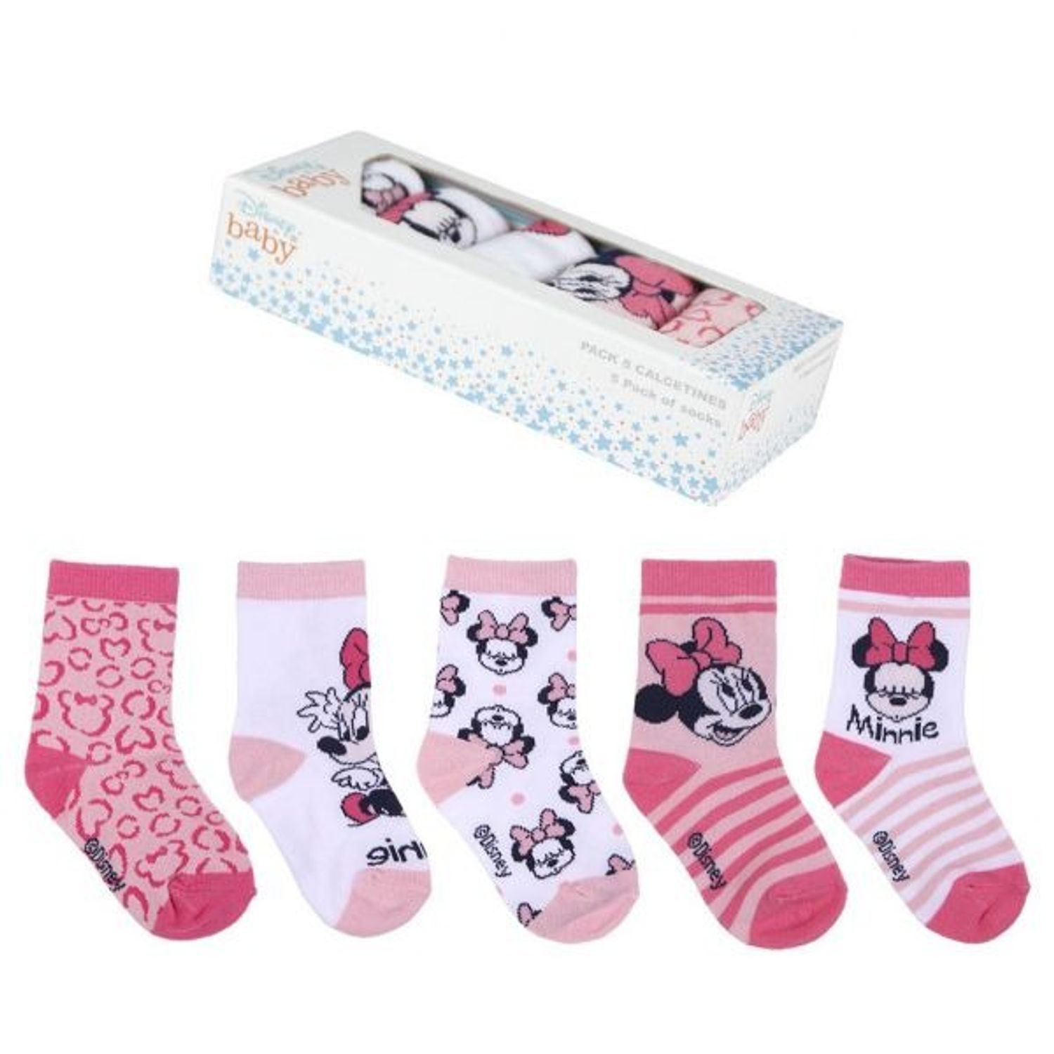 Set 5 Sosete bebe Minnie Mouse,Multicolor, Marime 19/20 fotografia produsului View 2 L
