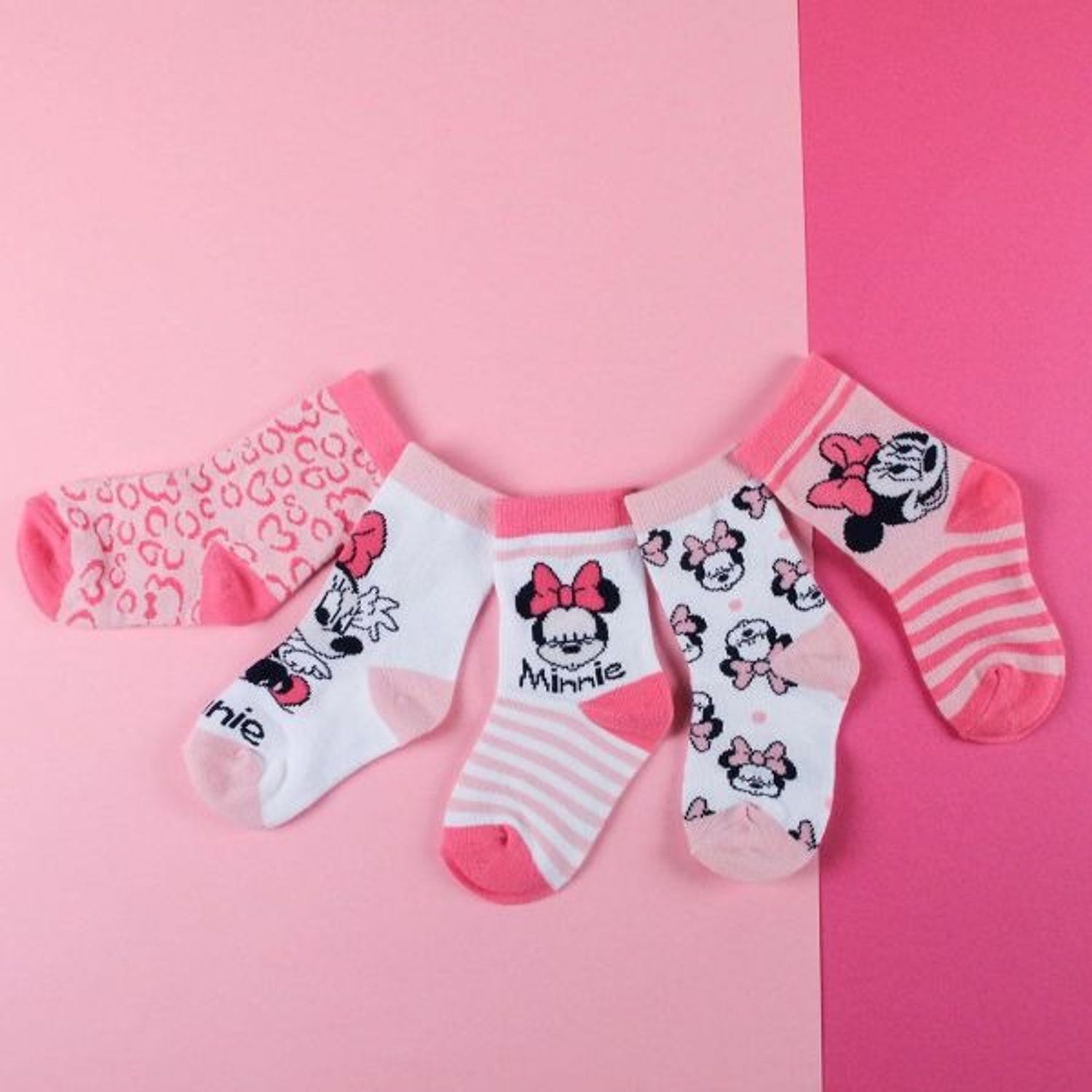 Set 5 Sosete bebe Minnie Mouse,Multicolor, Marime 17/18 fotografia produsului View 5 L