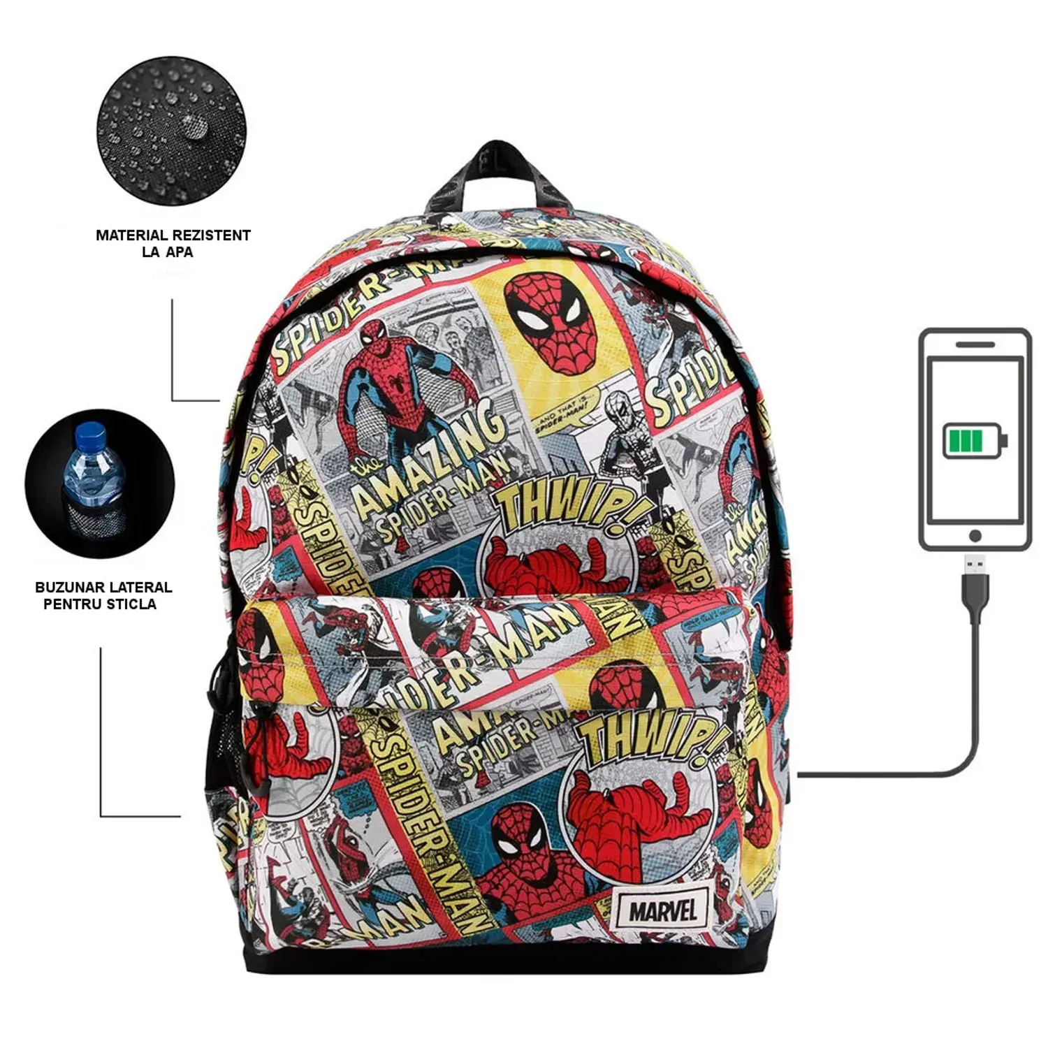 Ghiozdan Marvel Spiderman Strip 45x37x15cm, Multicolor fotografia produsului View 2 L