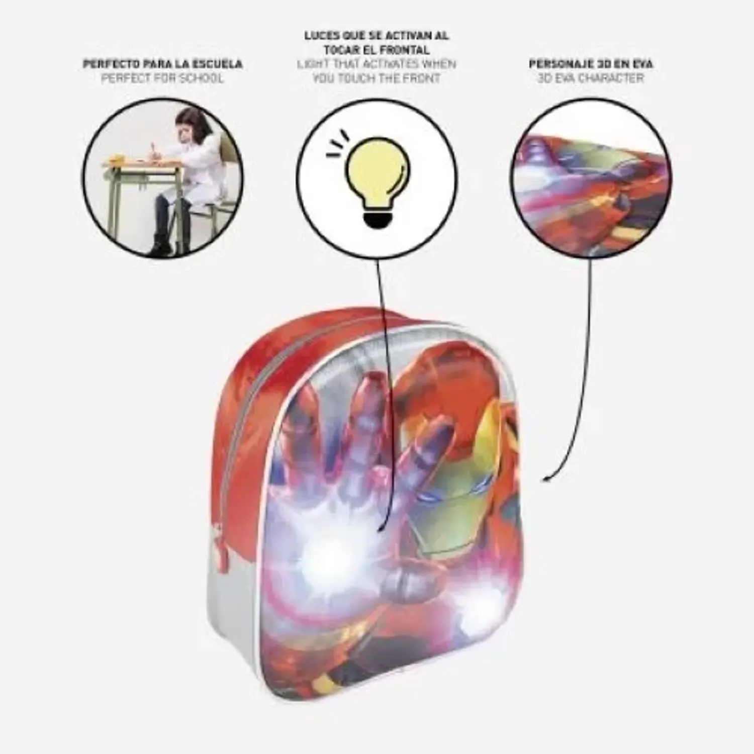 Ghiozdan Pentru Scoala, Avengers 3D LED, 31CM fotografia produsului View 6 L