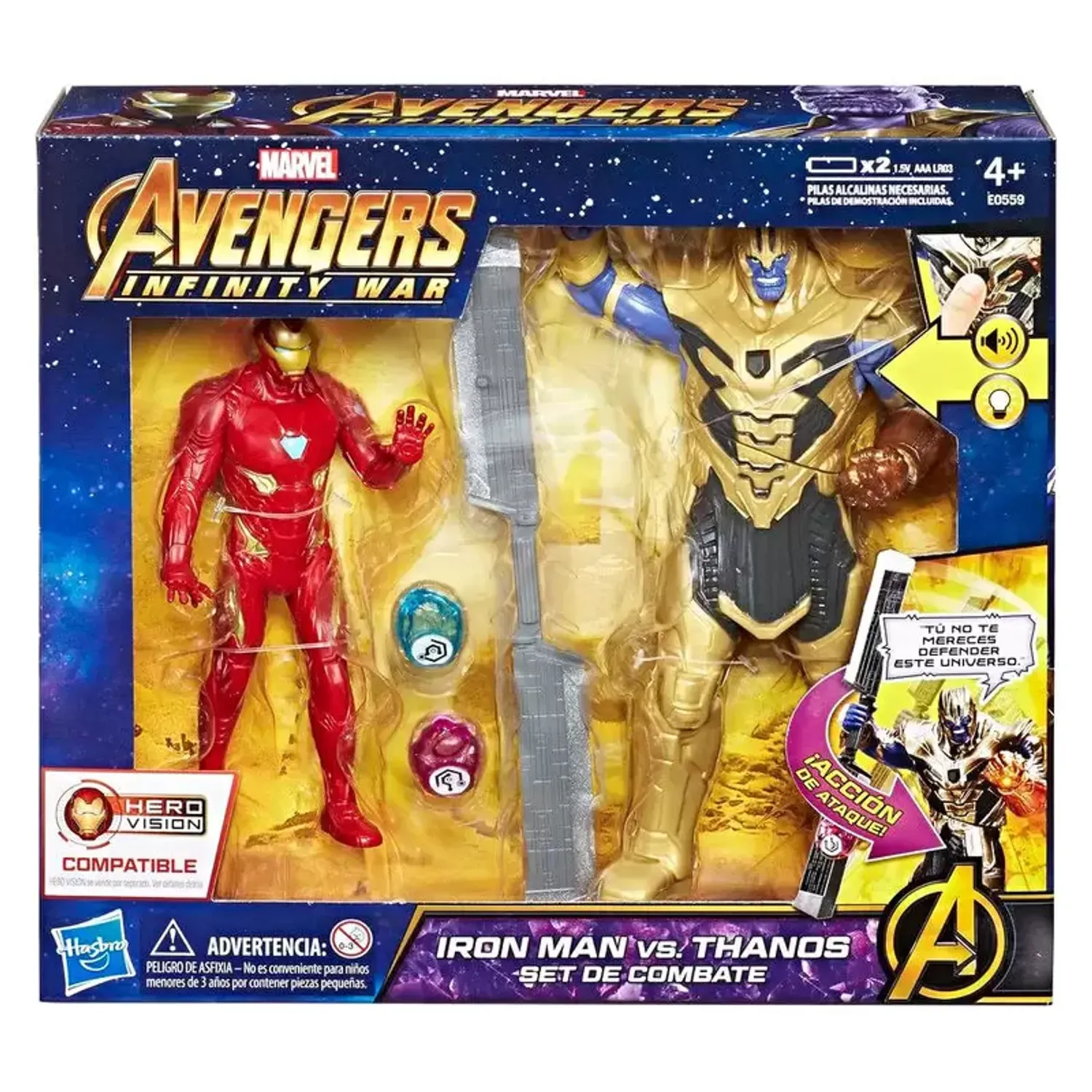 Set 2 Figurine Marvel Avengers, Multicolor, Iron Man vs Thanos, cu efecte sonore si luminoase fotografia produsului