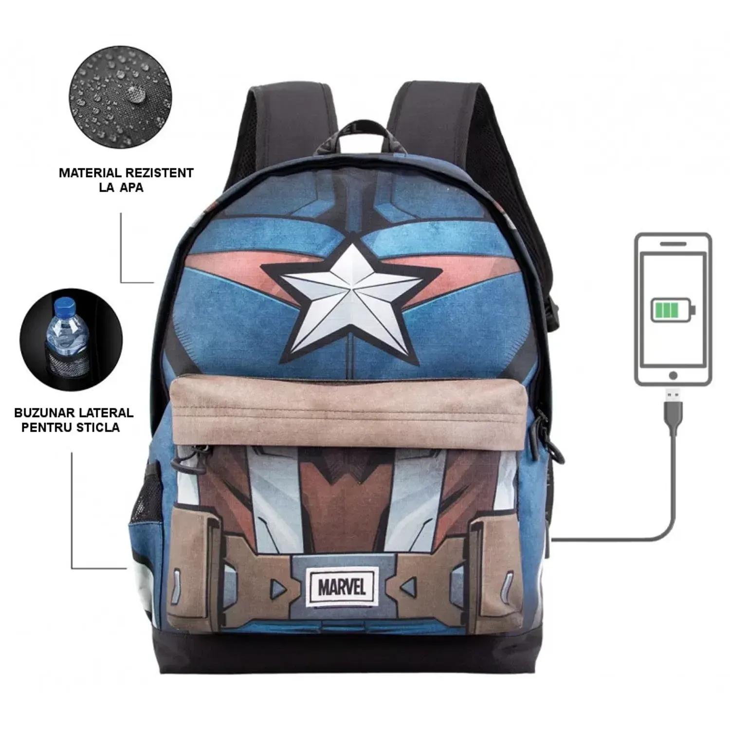 Ghiozdan Marvel Captain America 45x37x15cm , Multicolor fotografia produsului View 2 L