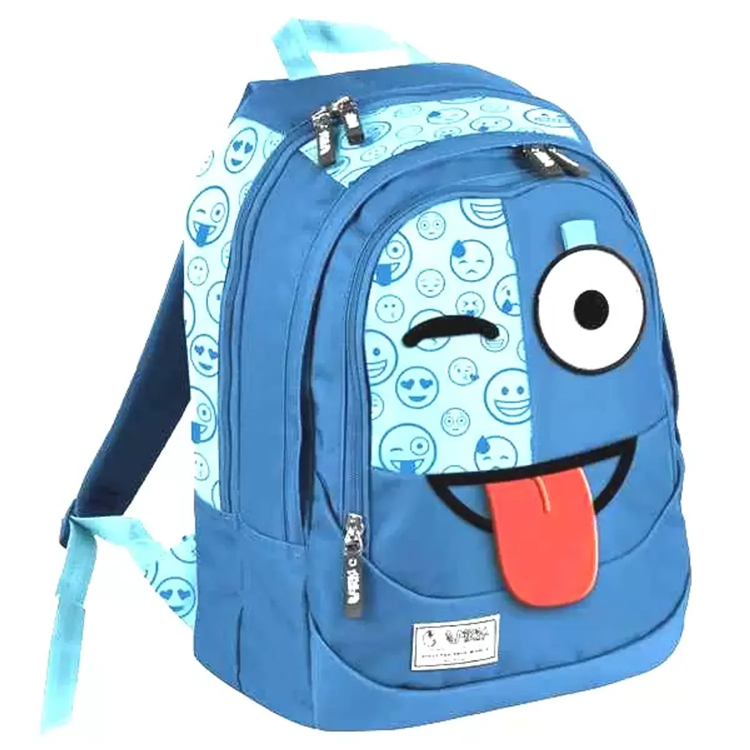Ghiozdan Spirit Emoticons Blue, 3 Compartimente, Albastru 44 cm fotografia produsului