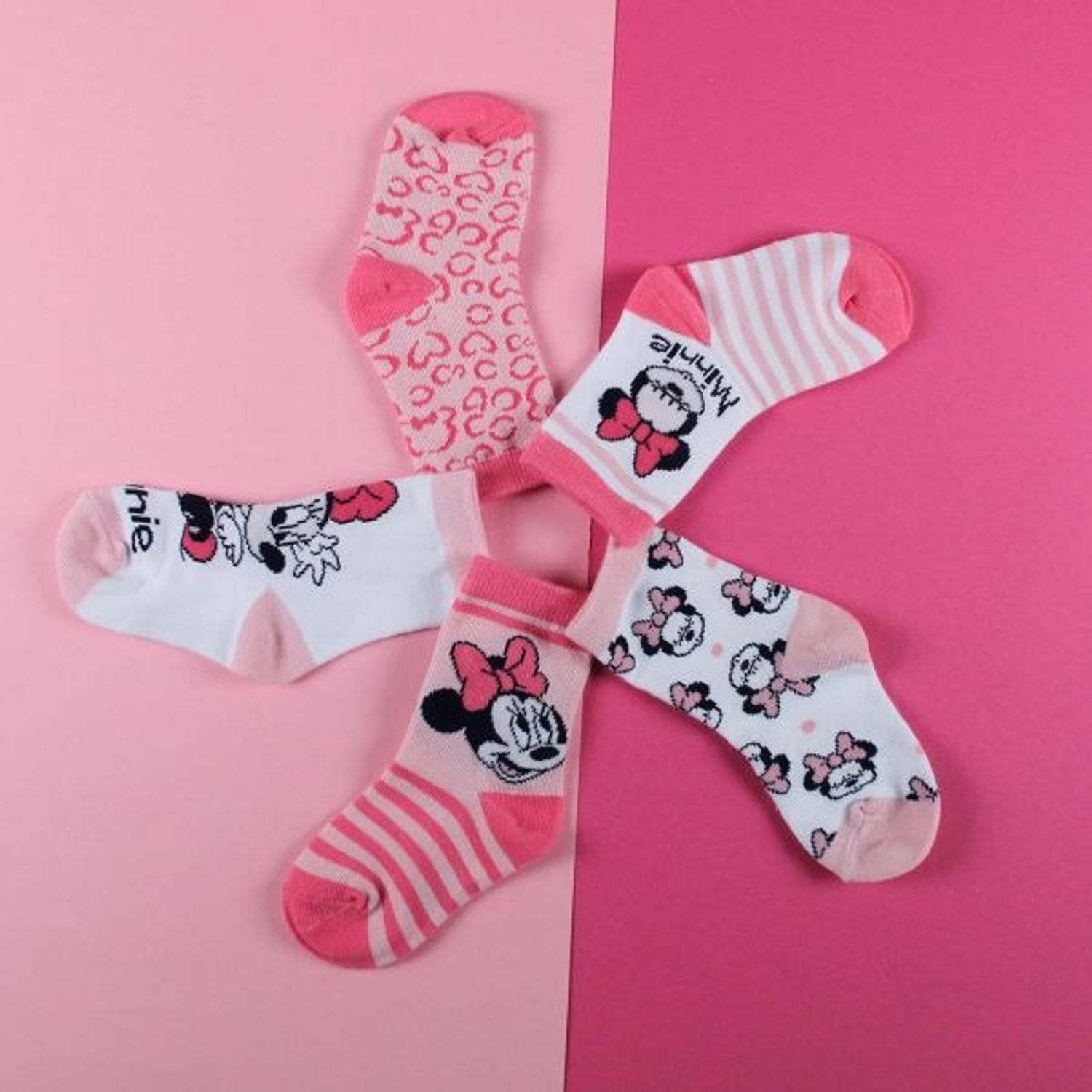 Set 5 Sosete bebe Minnie Mouse,Multicolor, Marime 15/16 fotografia produsului View 5 L