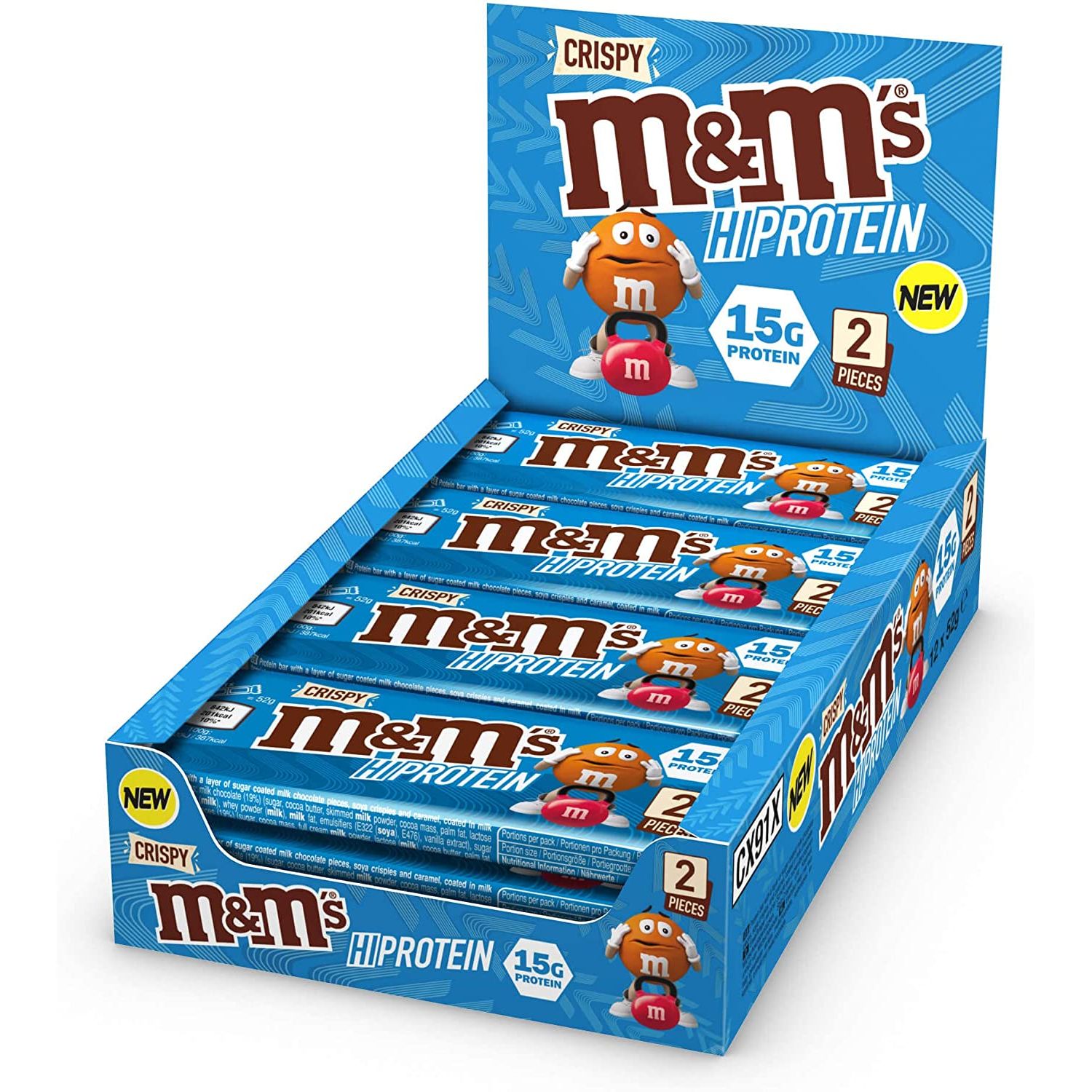 Baton proteic Mars Protein M&M's Protein Crispy Milk, 12 x 52 g fotografia produsului