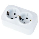 Priza dubla, Eva Socket, 16A, montaj aparent, alb, 2 locasuri, schuko fotografia produsului