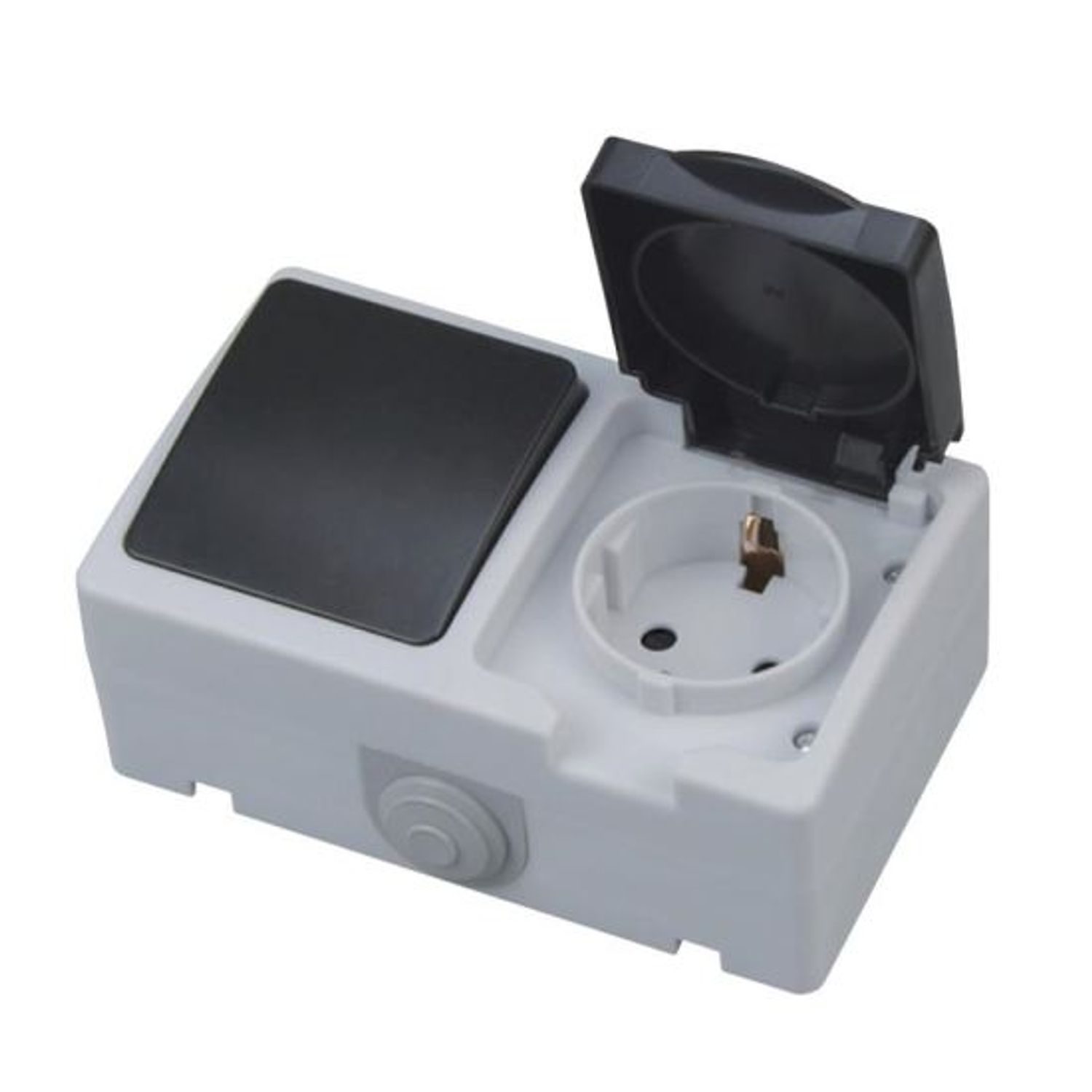 Modul priza si intrerupator Horoz Atom11, pentru exterior IP54, montaj aparent fotografia produsului