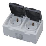 Priza dubla de exterior Horoz Atom Double, 16A/250V, IP54 fotografia produsului