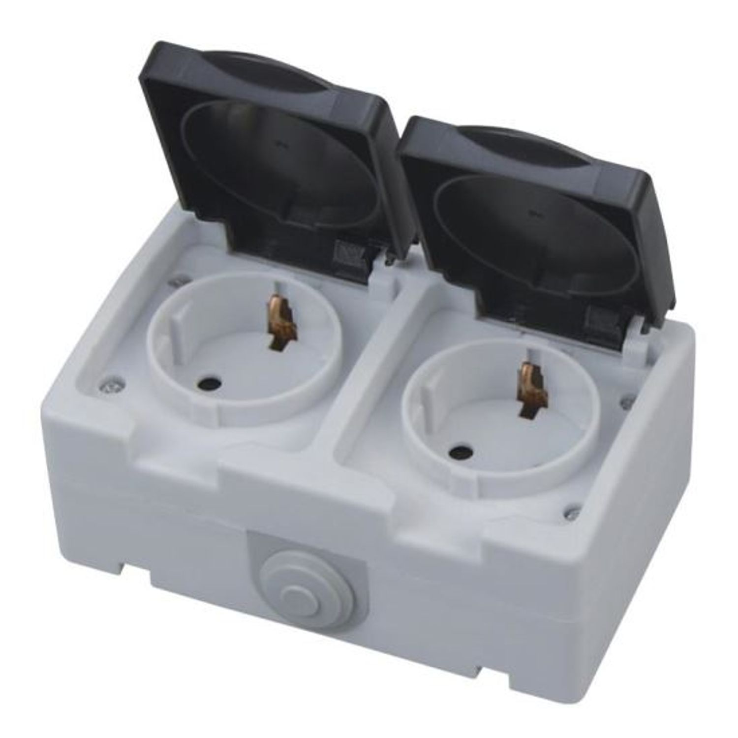 Priza dubla de exterior Horoz Atom Double, 16A/250V, IP54 fotografia produsului