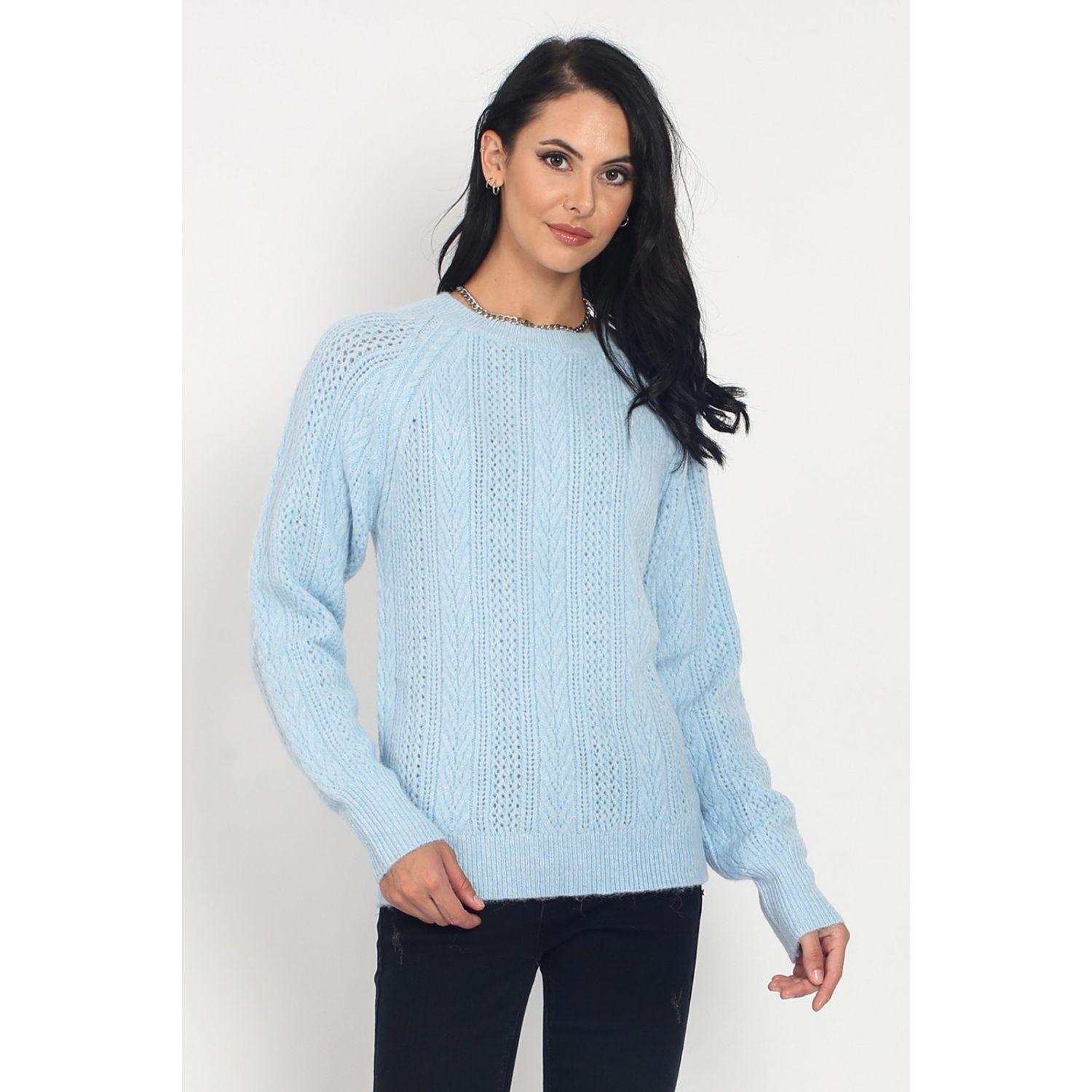 Pulover din casmir si mohair Assuili ASF938 bleu fotografia produsului