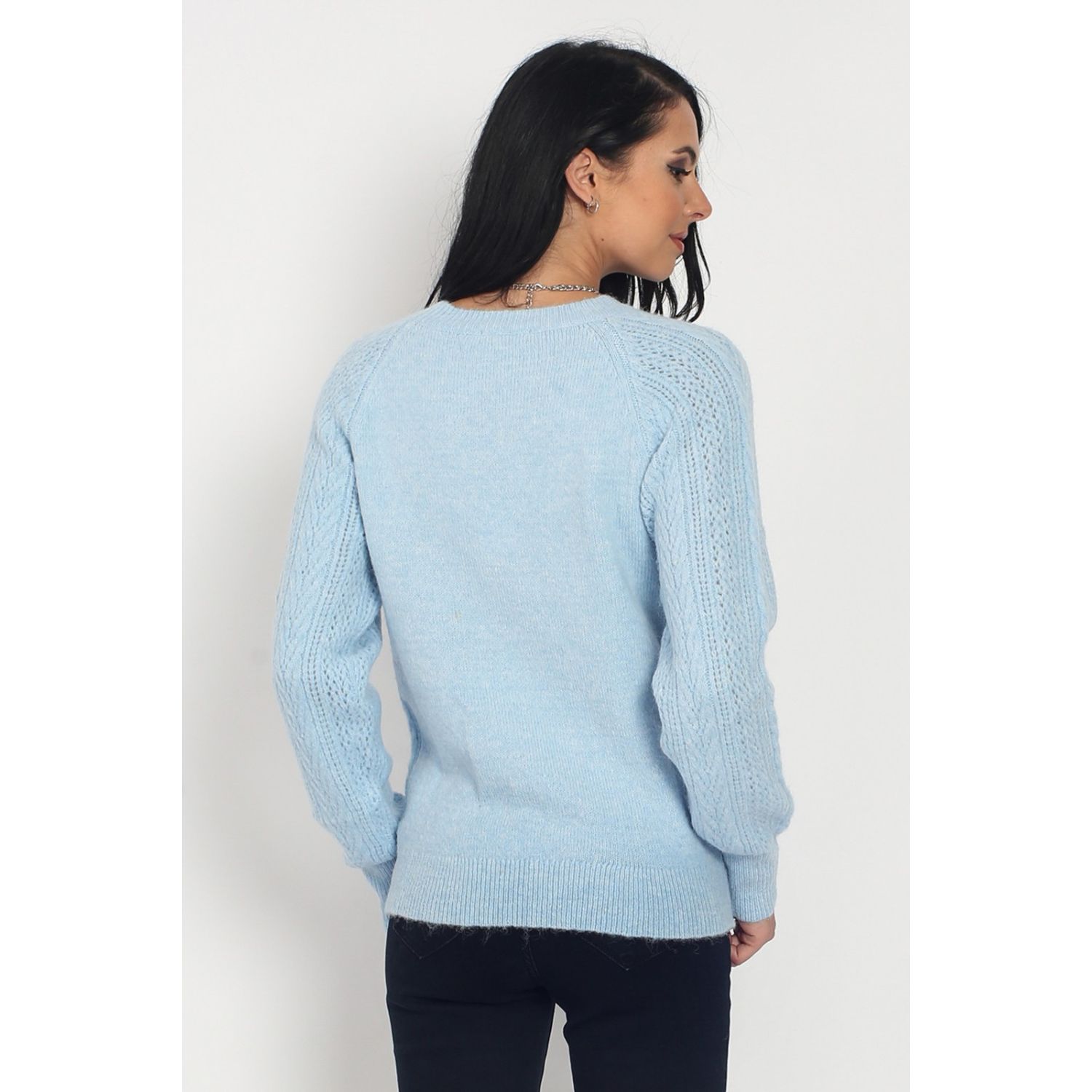 Pulover din casmir si mohair Assuili ASF938 bleu fotografia produsului View 2 L