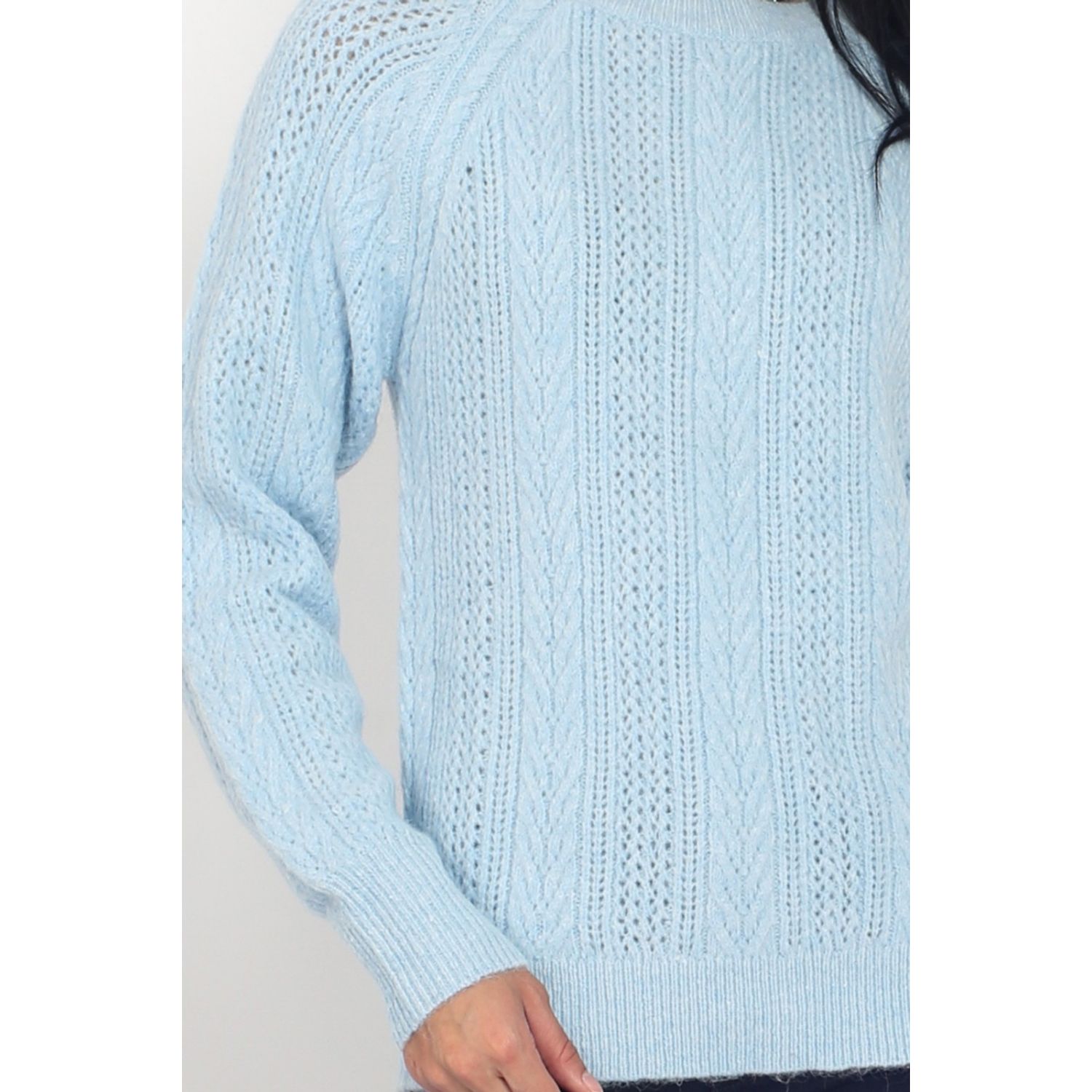 Pulover din casmir si mohair Assuili ASF938 bleu fotografia produsului View 4 L