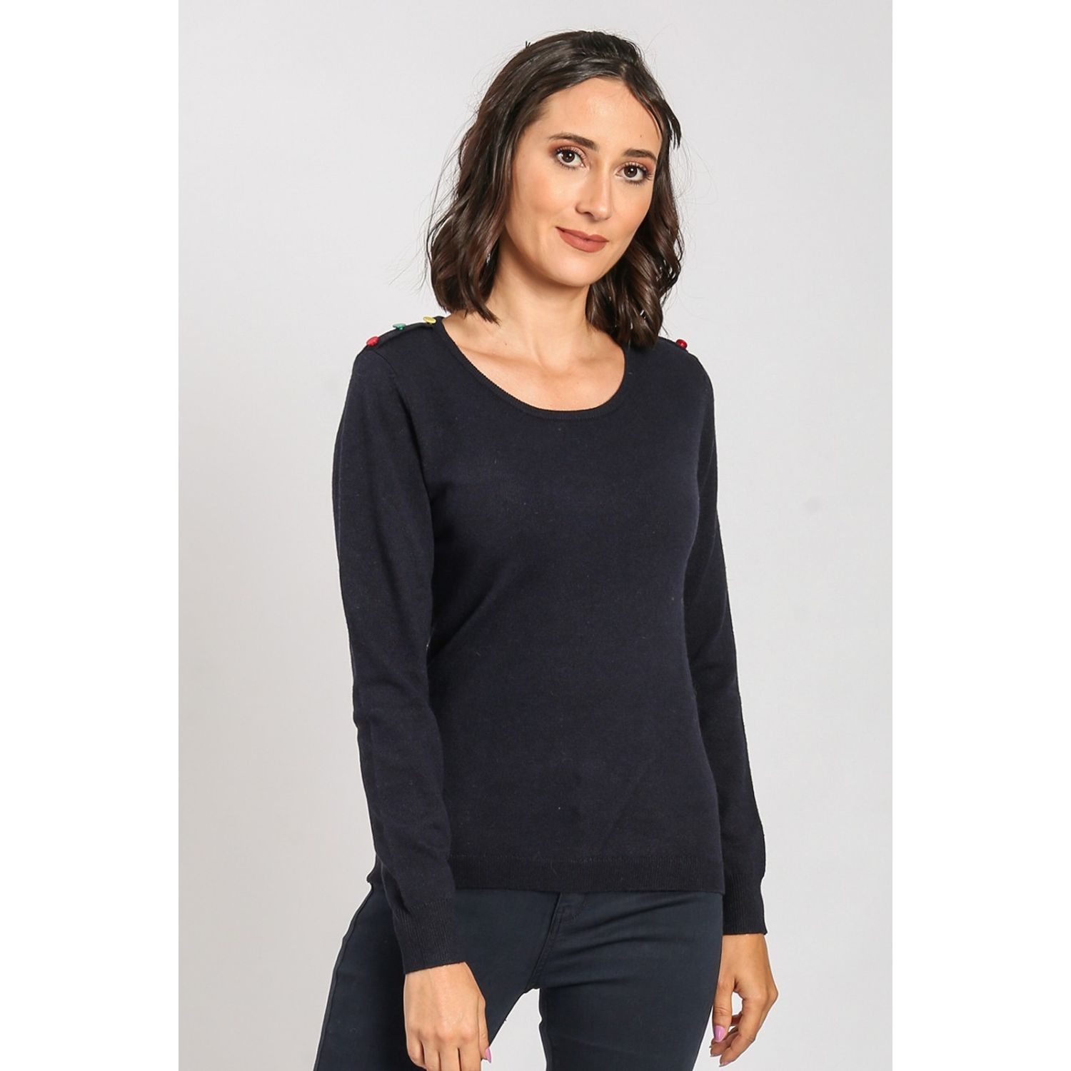 Pulover din casmir William de Faye WF921 bleumarin fotografia produsului
