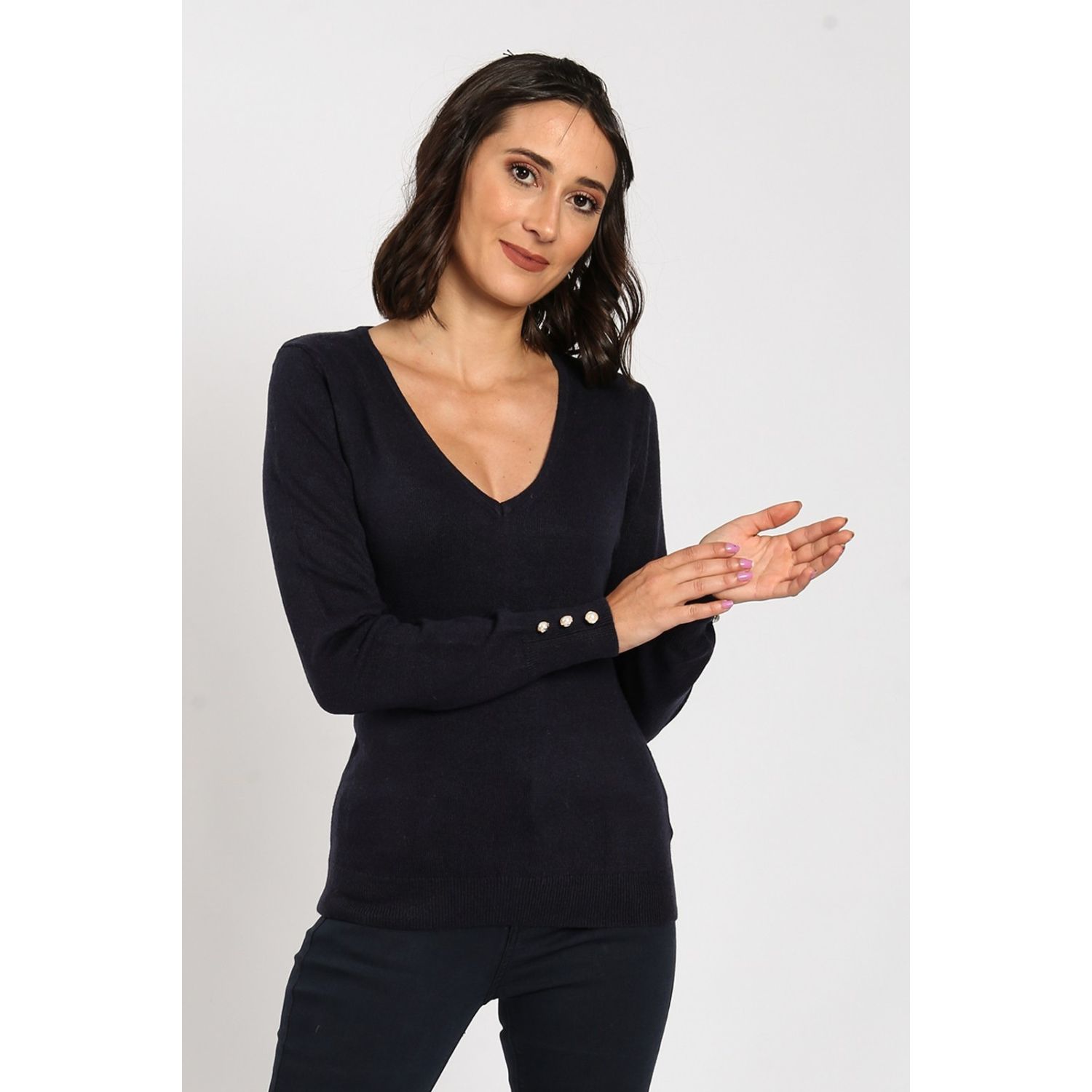 Pulover din casmir William de Faye WF891 bleumarin fotografia produsului