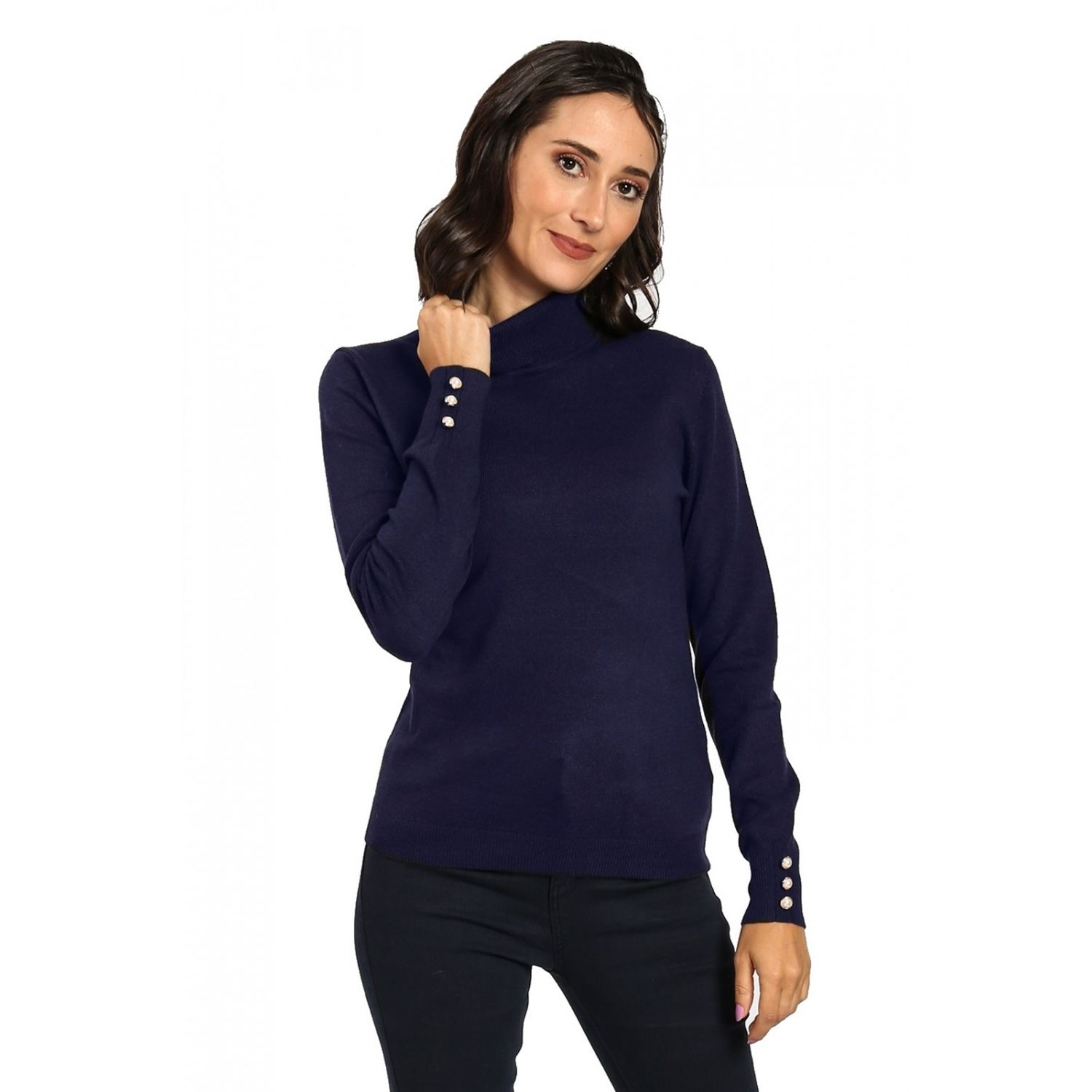 Pulover din casmir William de Faye WF893 bleumarin fotografia produsului