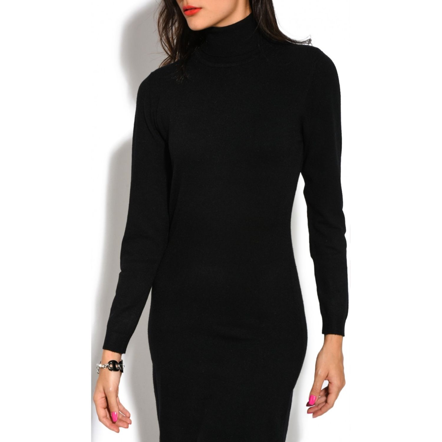 Rochie de zi scurta din casmir William de Faye WF321 neagra fotografia produsului View 3 L