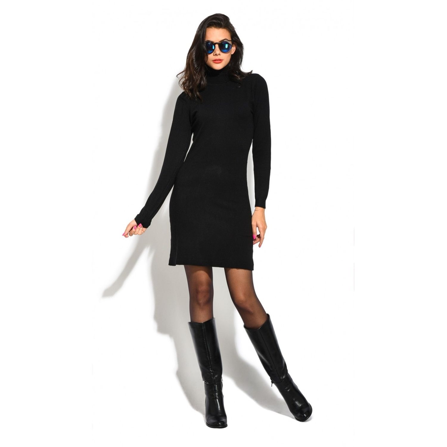 Rochie de zi scurta din casmir William de Faye WF321 neagra fotografia produsului