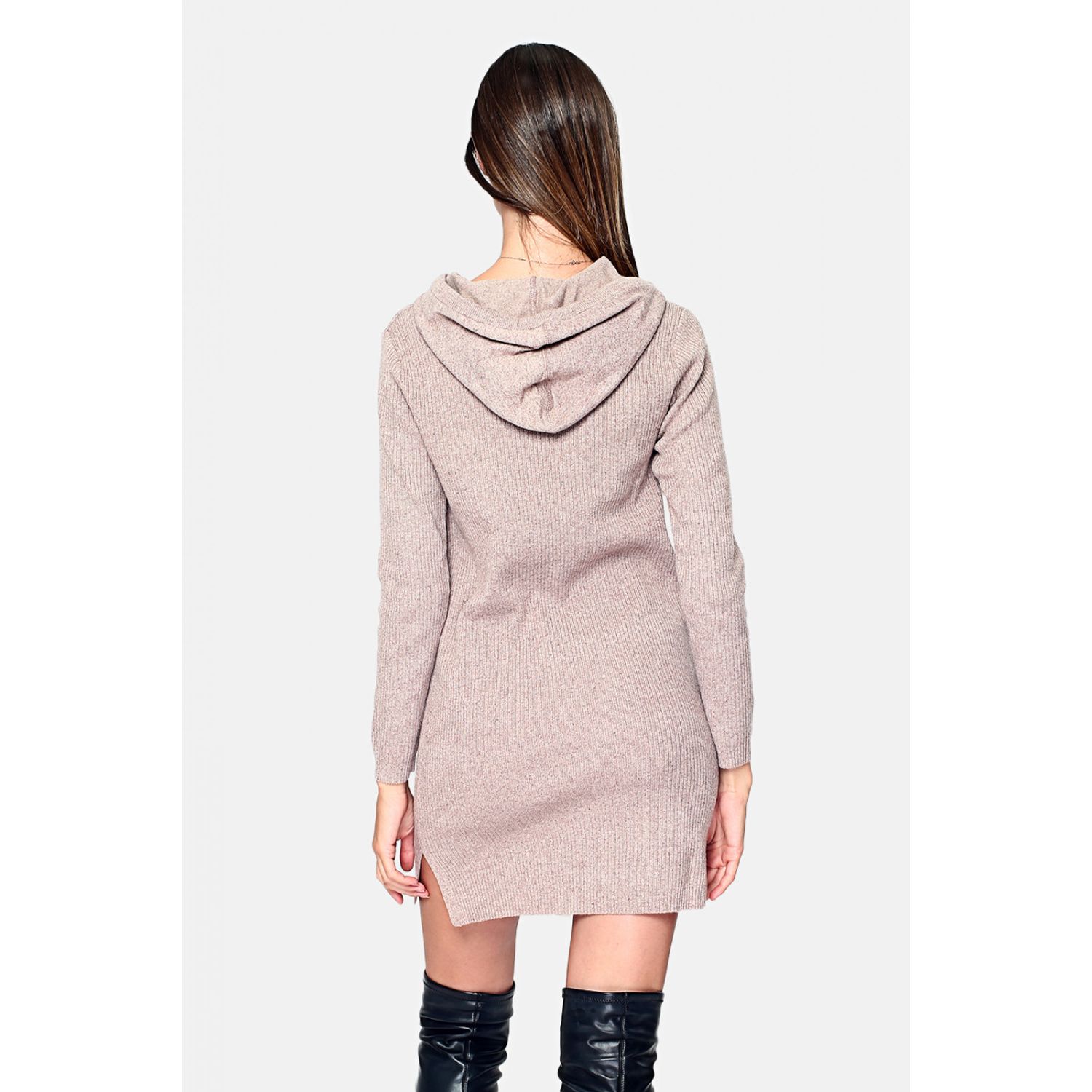 Rochie din casmir si matase CJF1235 Bej fotografia produsului View 2 L