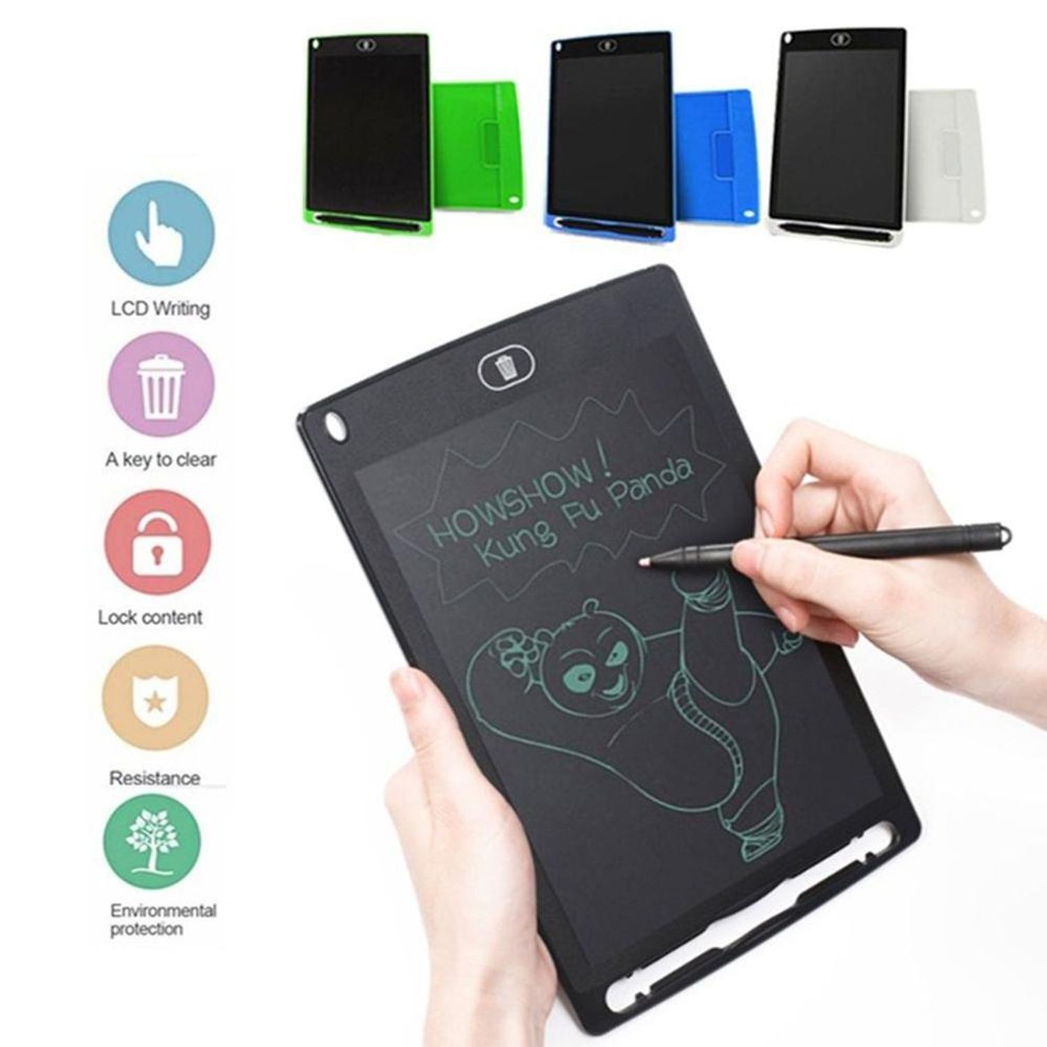 Tableta LCD de scris si desenat pentru copii, 10,5 inch, +3 ani, culoare albastra fotografia produsului View 2 L