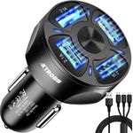 Incarcator auto Xtrobb cu 4x USB, Incarcare rapida si cablu incarcare 3 in 1 - Negru fotografia produsului