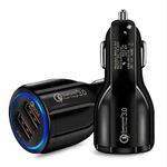 Incarcator auto Quick Charge 3.0, 2 x USB, 6A, Qualcomm, Aziao Performance Design, Negru fotografia produsului View 2 S
