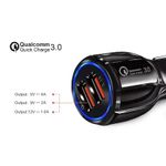 Incarcator auto Quick Charge 3.0, 2 x USB, 6A, Qualcomm, Aziao Performance Design, Negru fotografia produsului View 4 S