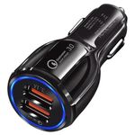 Incarcator auto Quick Charge 3.0, 2 x USB, 6A, Qualcomm, Aziao Performance Design, Negru fotografia produsului