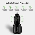 Incarcator auto Quick Charge 3.0, 2 x USB, 6A, Qualcomm, Aziao Performance Design, Negru fotografia produsului View 3 S