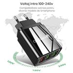 Incarcator rapid cu 3 porturi usb FastCharging 3.0, universal Negru fotografia produsului View 2 S