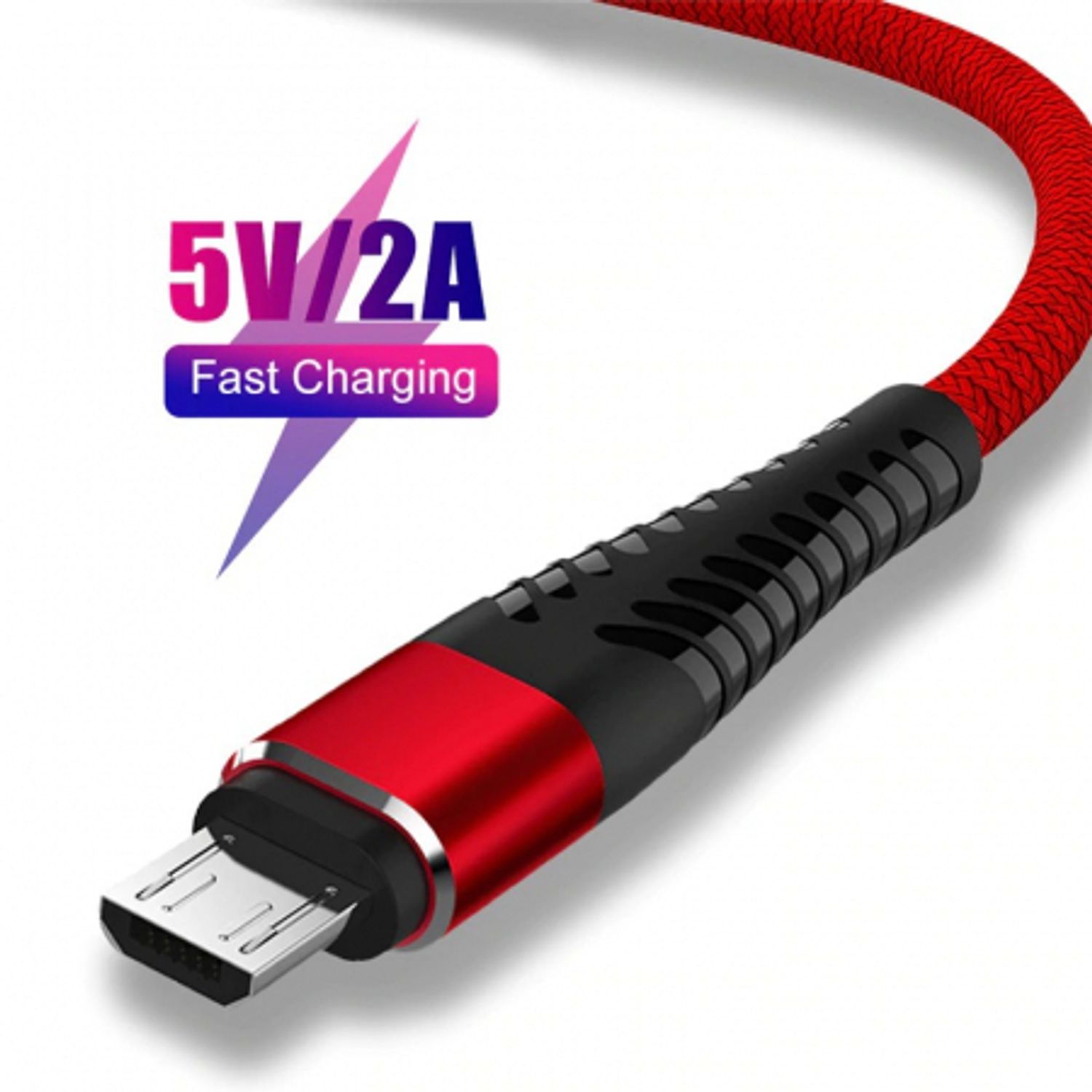 Cablu date si incarcare fish charge 2.4 A micro usb de 1 metru lungime rosu fotografia produsului View 7 L
