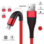 Cablu date si incarcare fish charge 2.4 A micro usb de 1 metru lungime rosu fotografia produsului View 2 S
