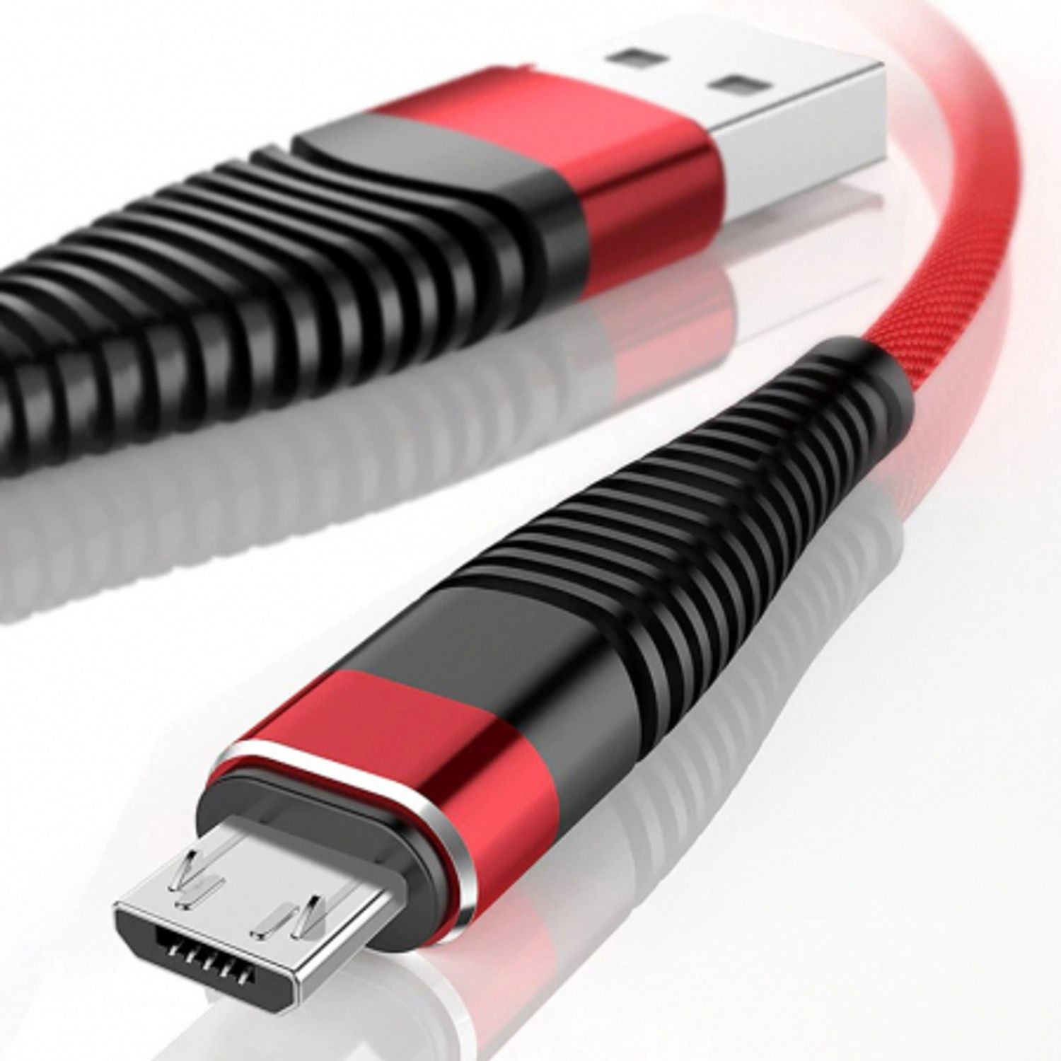 Cablu date si incarcare fish charge 2.4 A micro usb de 1 metru lungime rosu fotografia produsului View 4 L