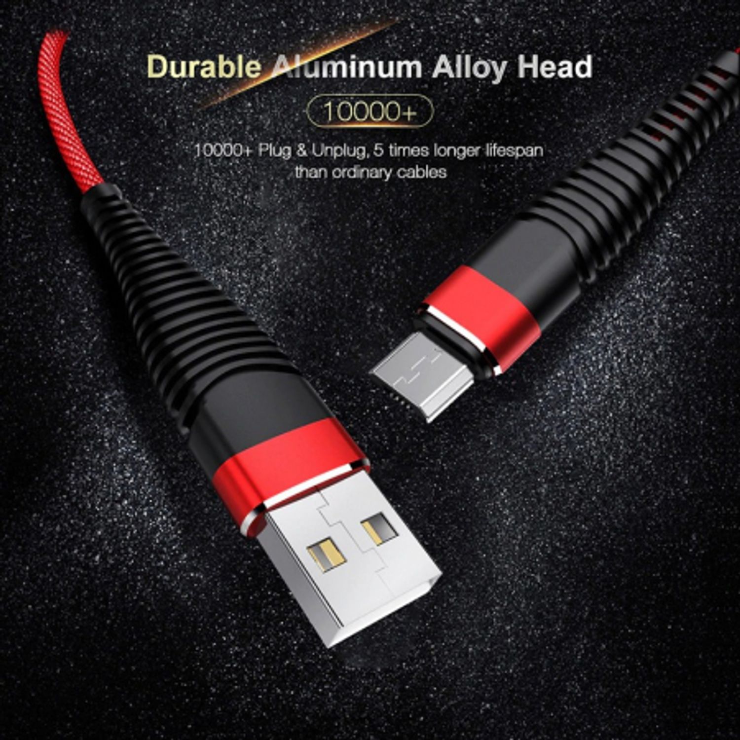 Cablu date si incarcare fish charge 2.4 A micro usb de 1 metru lungime rosu fotografia produsului View 5 L