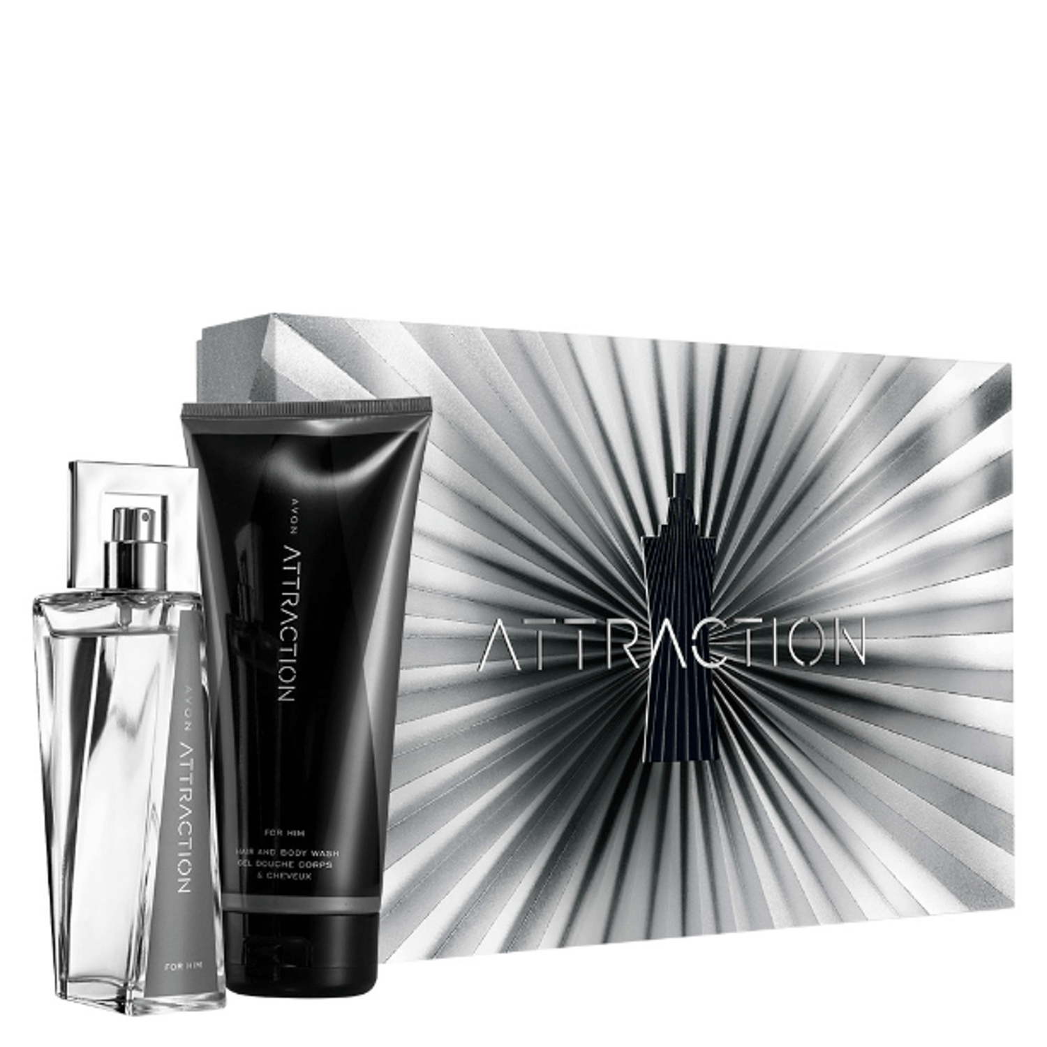 Cutie cadou Attraction For Him, Avon - Apa de parfum 75 ml si Gel de dus 200 ml fotografia produsului