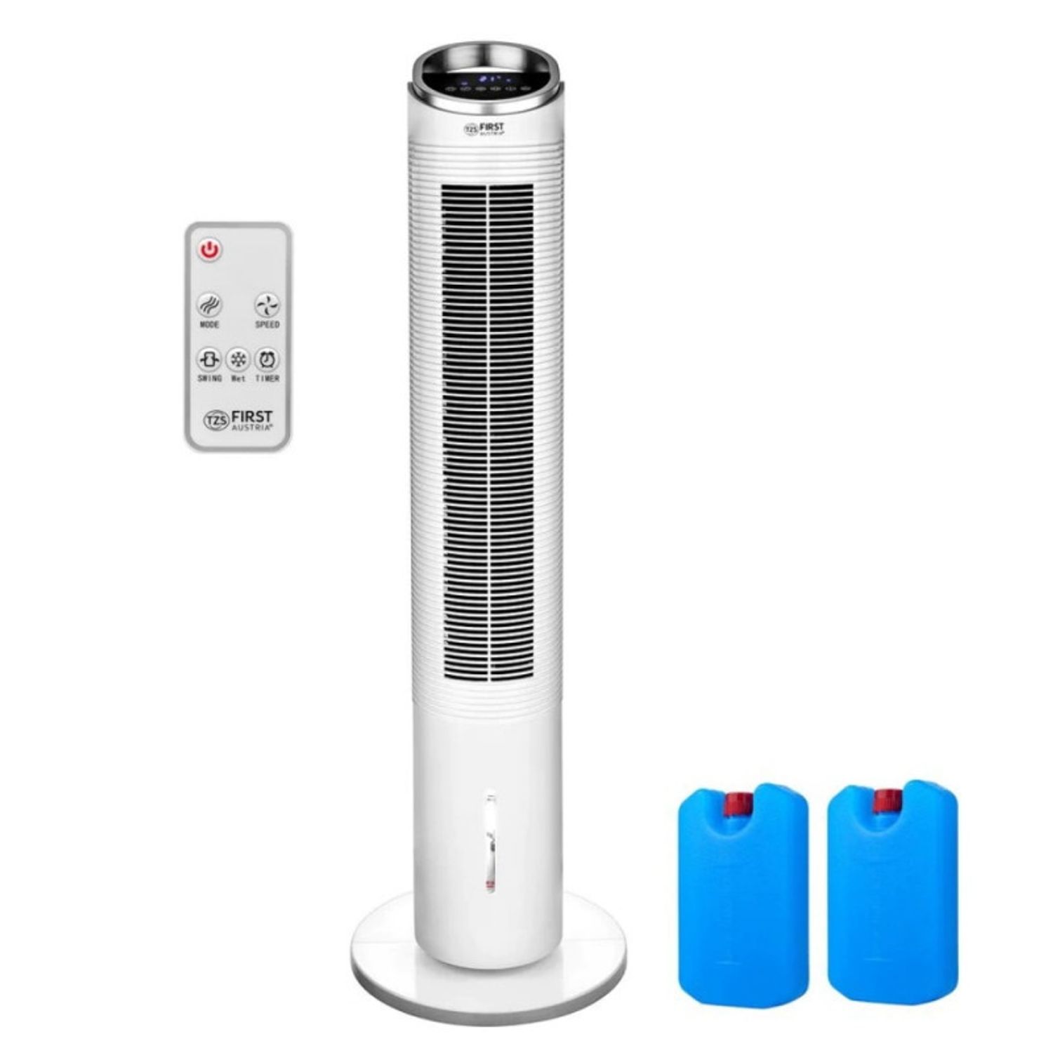 Ventilator de podea turn cu racitor de aer 2in1 First Austria FA-5560-4, Touch screen, Telecomanda, Timer 12 h, Alb fotografia produsului