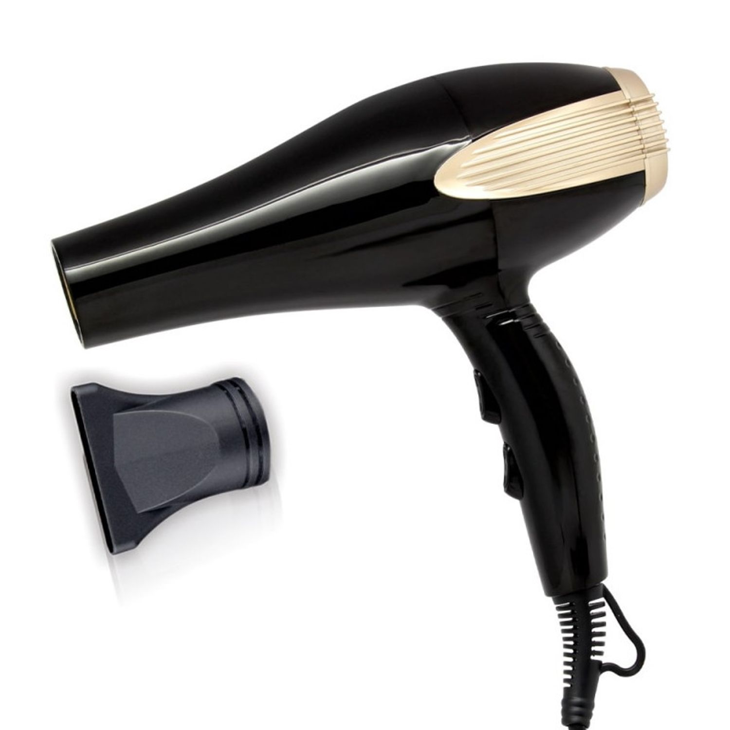 Uscator de par Rosberg R51100A, 2200W, 2 viteze, Concentrator, Negru/Auriu fotografia produsului