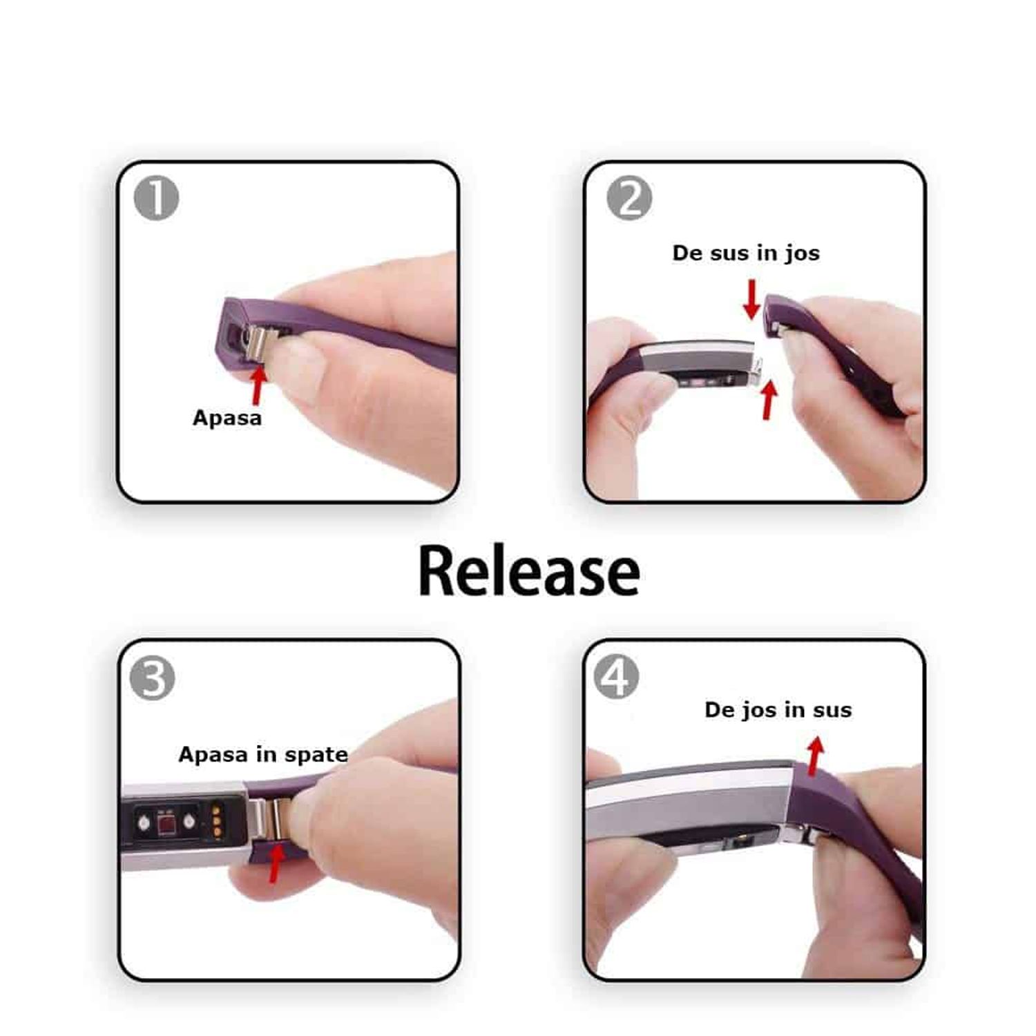 Curea Bratara pentru Fitbit Alta/Fitbit Alta HR, marimea L, Mov fotografia produsului View 3 L