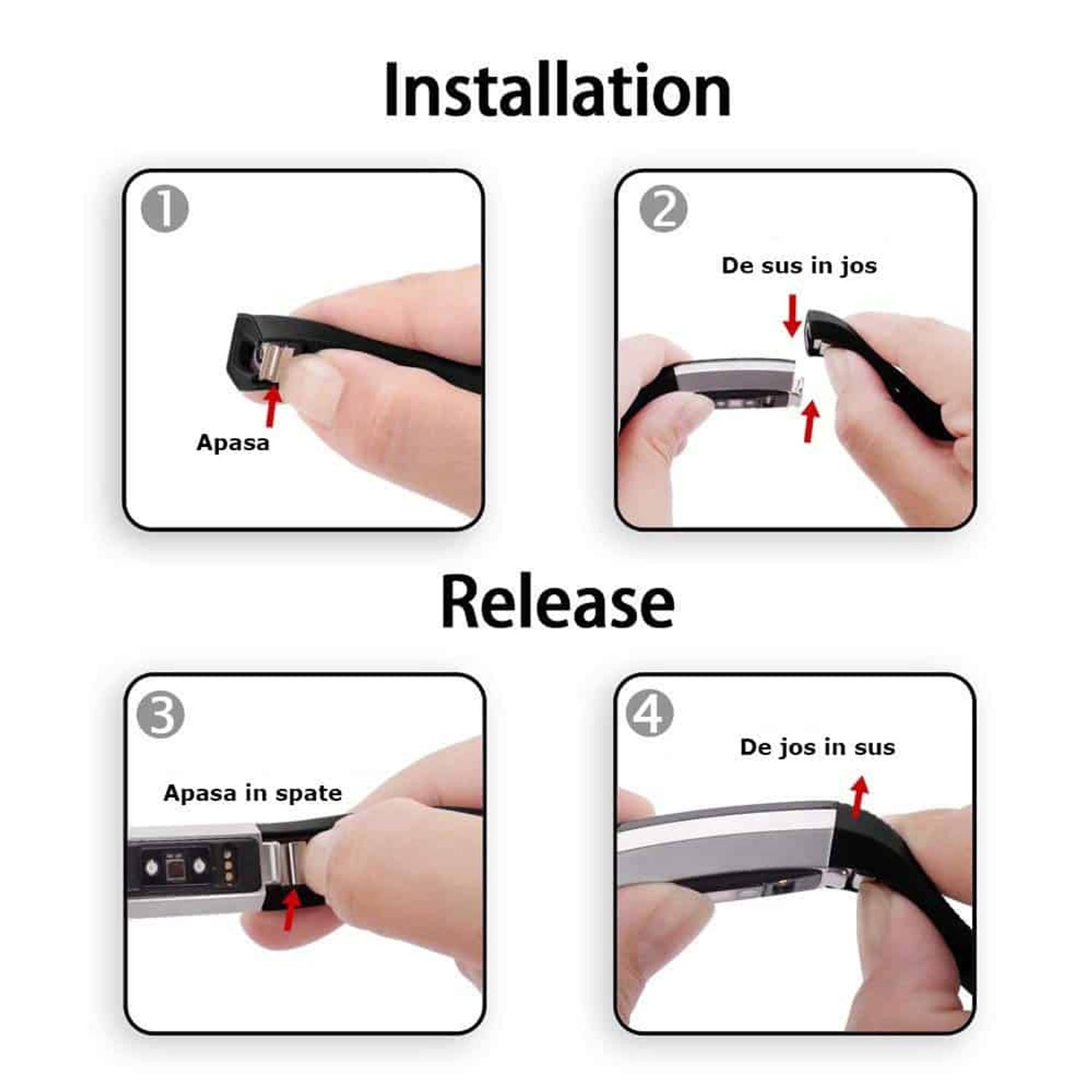 Curea Bratara pentru Fitbit Alta/Fitbit Alta HR, marimea L, Negru fotografia produsului View 4 L