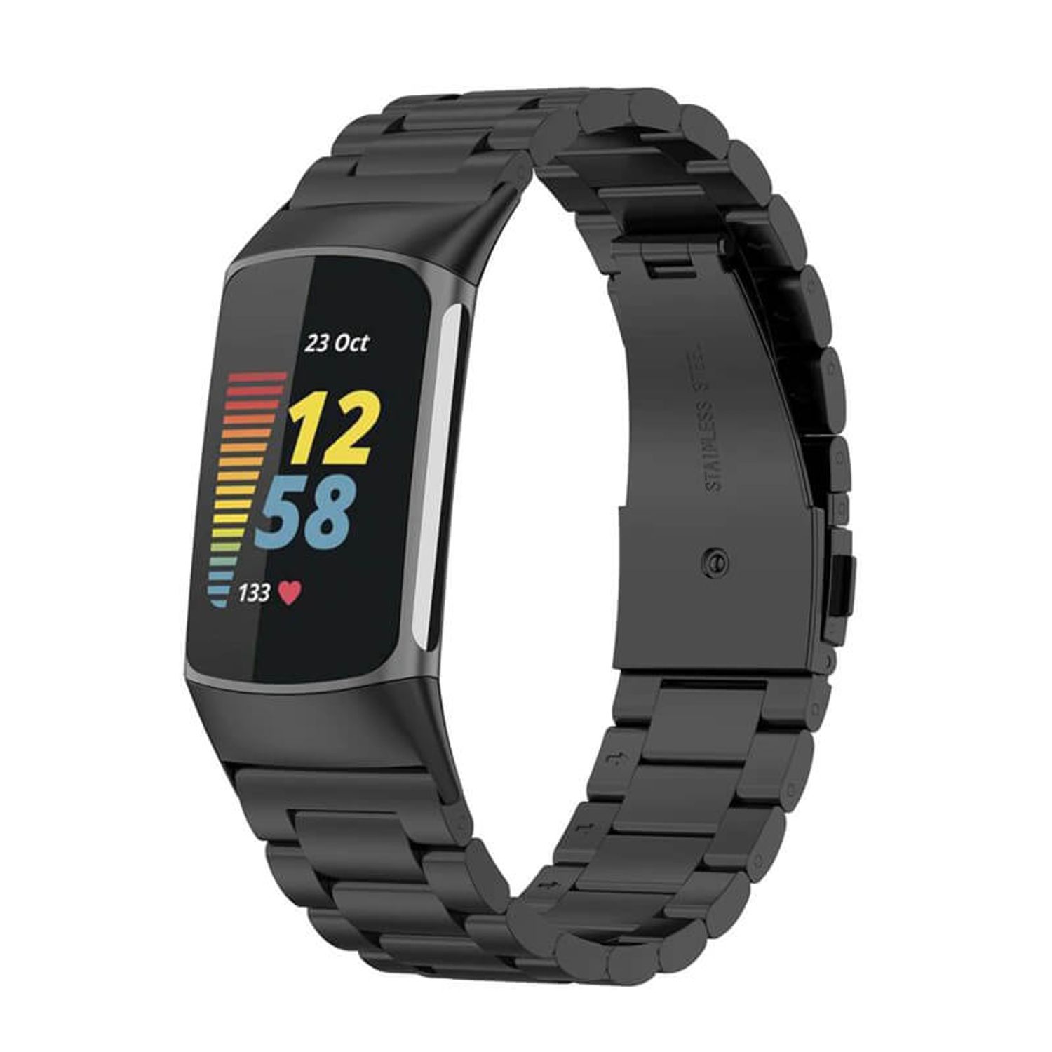 Curea metalica Edman 3Z pentru Fitbit Charge 5, Negru fotografia produsului