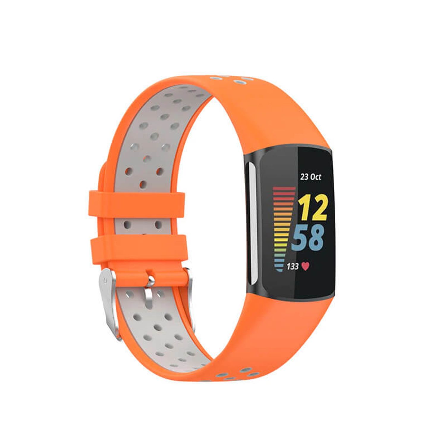 Curea Bratara sport Edman pentru Fitbit Charge 5, Orange/Gri fotografia produsului