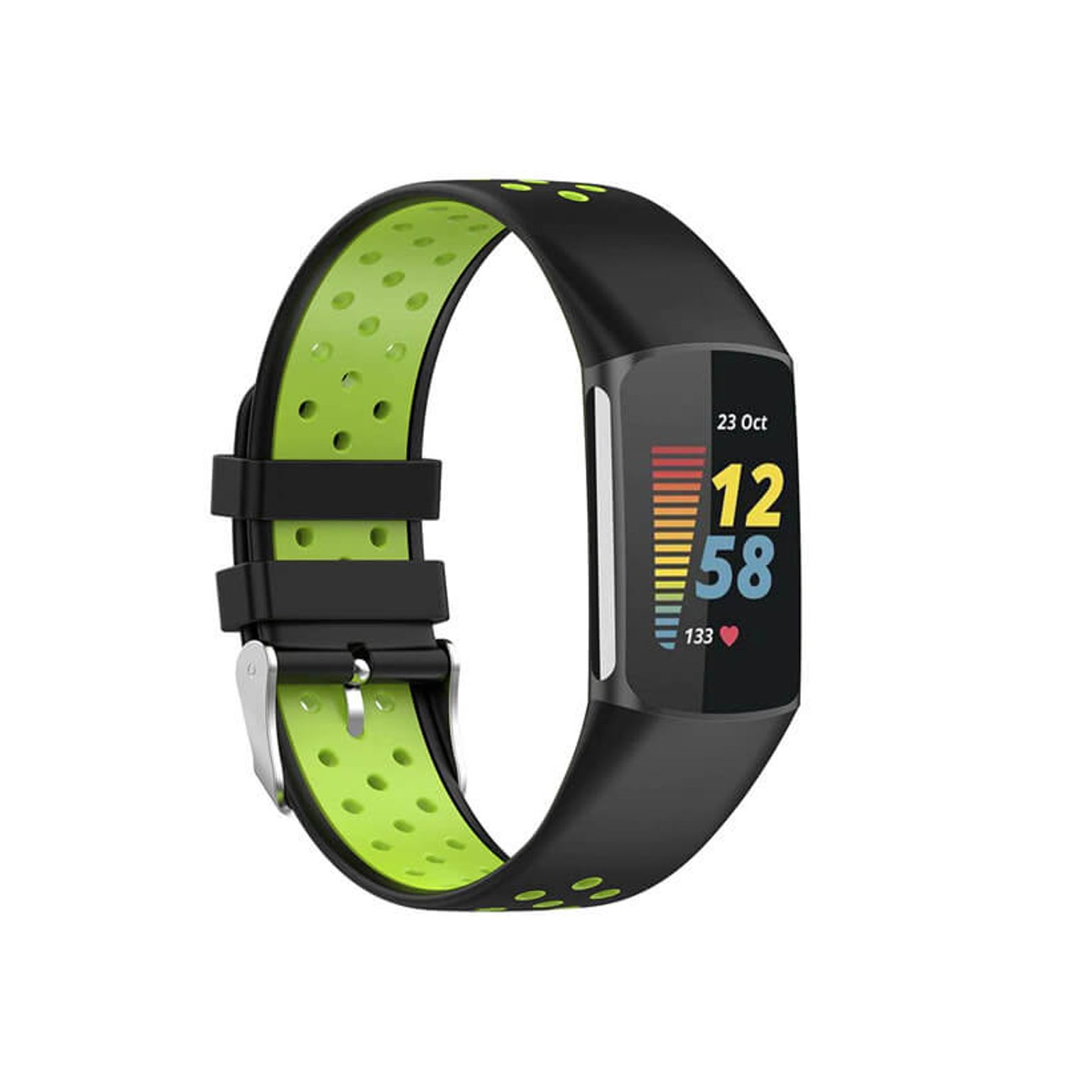 Curea Bratara sport Edman pentru Fitbit Charge 5, Negru/Verde fotografia produsului