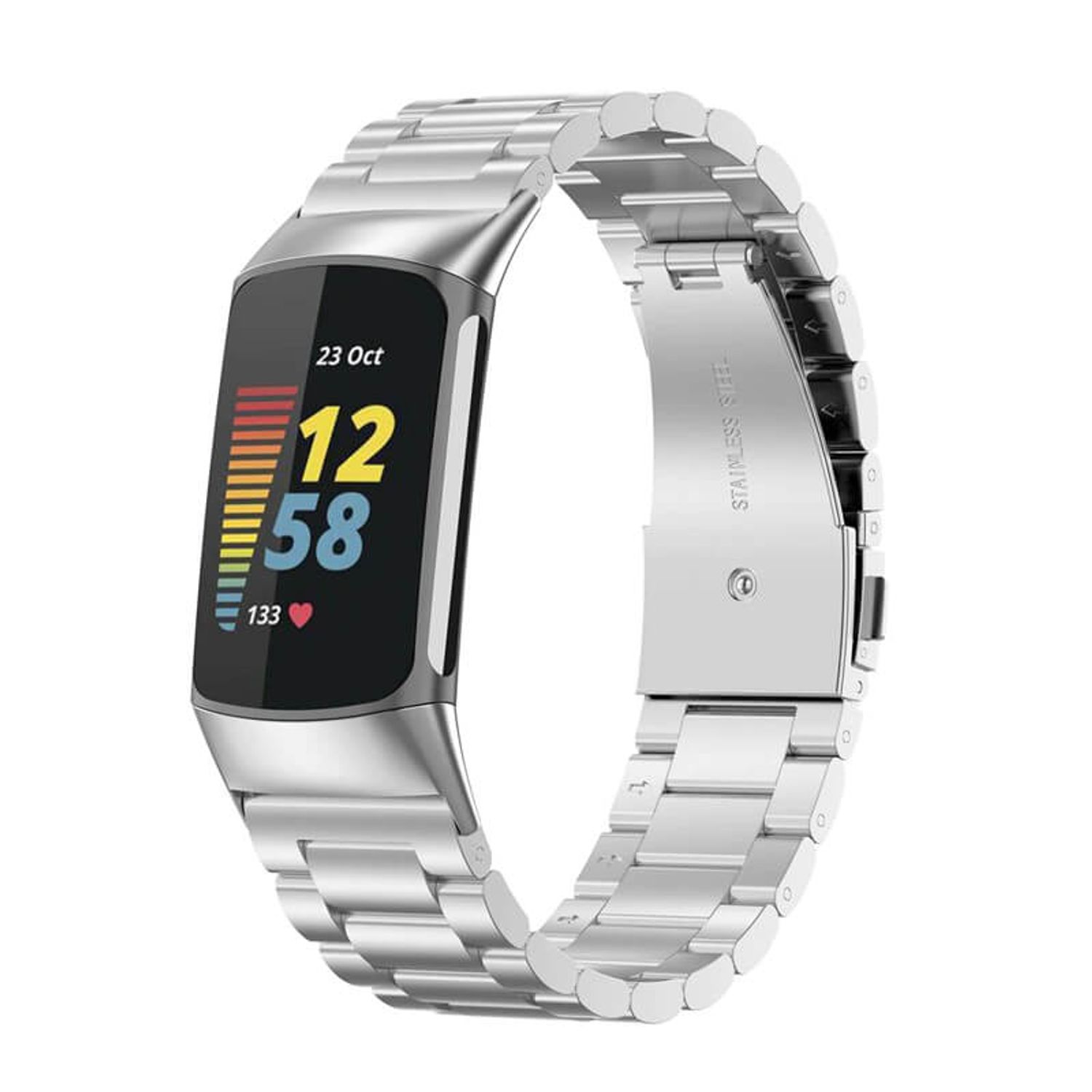 Curea metalica Edman 3Z pentru Fitbit Charge 5, Silver fotografia produsului