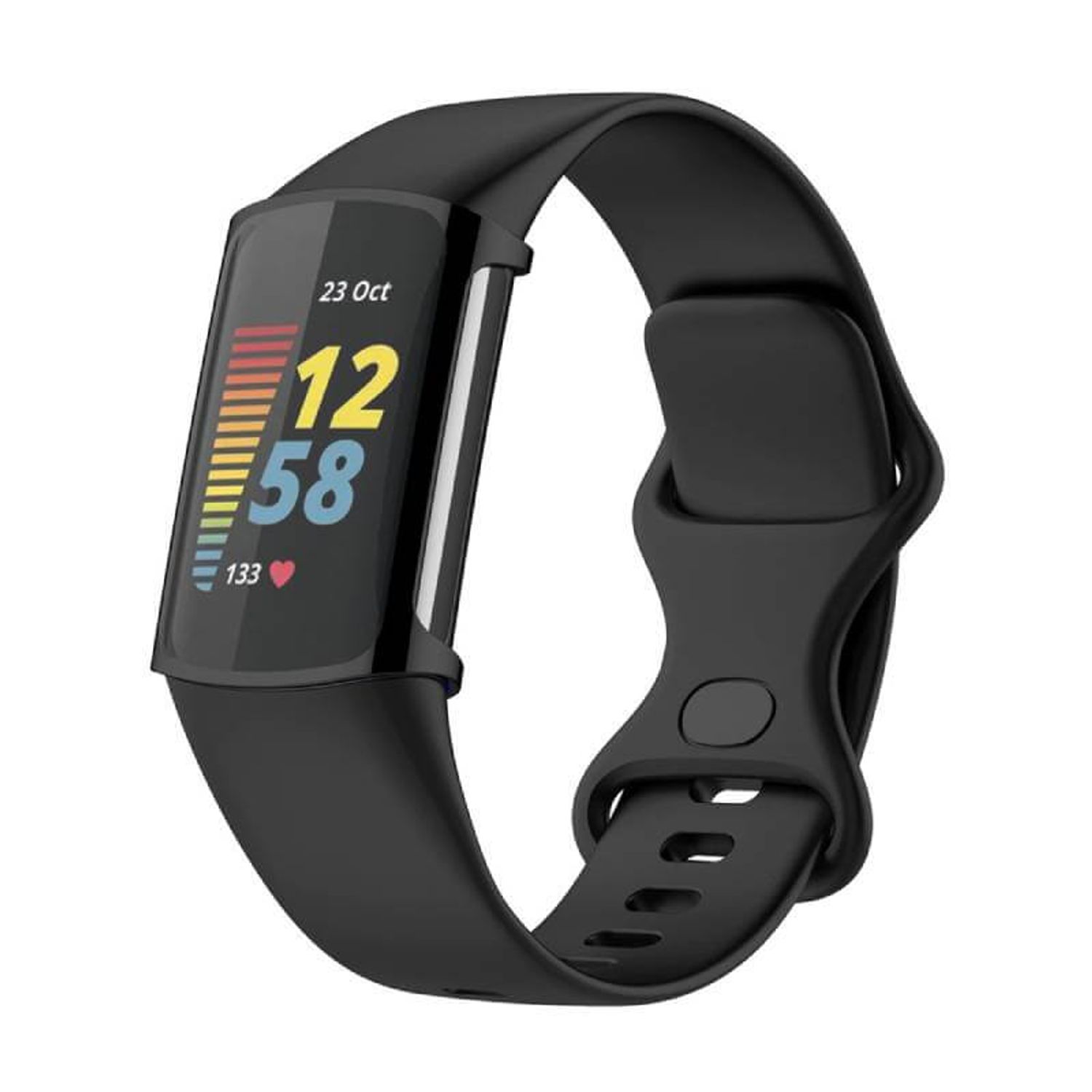 Husa Siliconica Edman pentru Fitbit Charge 5, Negru fotografia produsului View 5 L