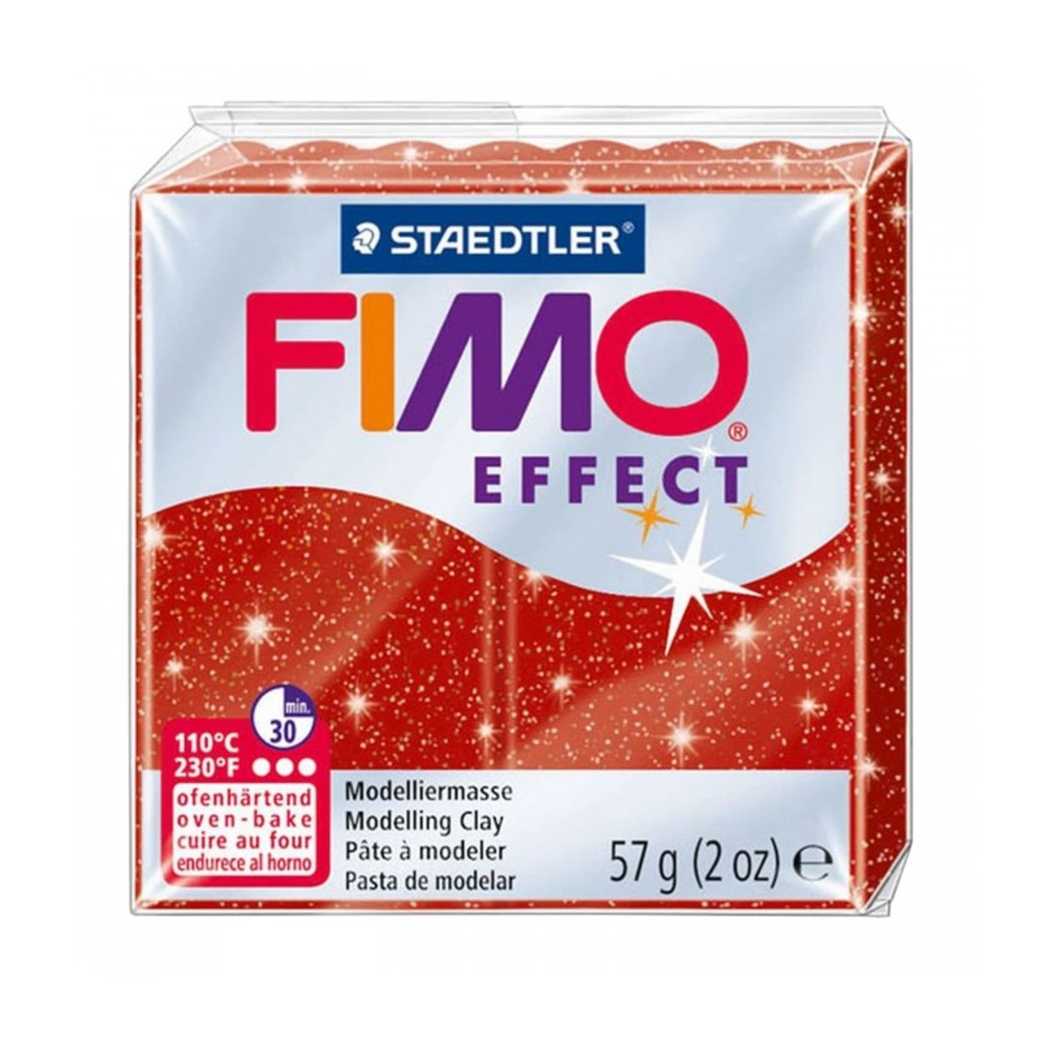 Pasta polimerica FIMO Effect 57g Rosu pompieri Glitter fotografia produsului