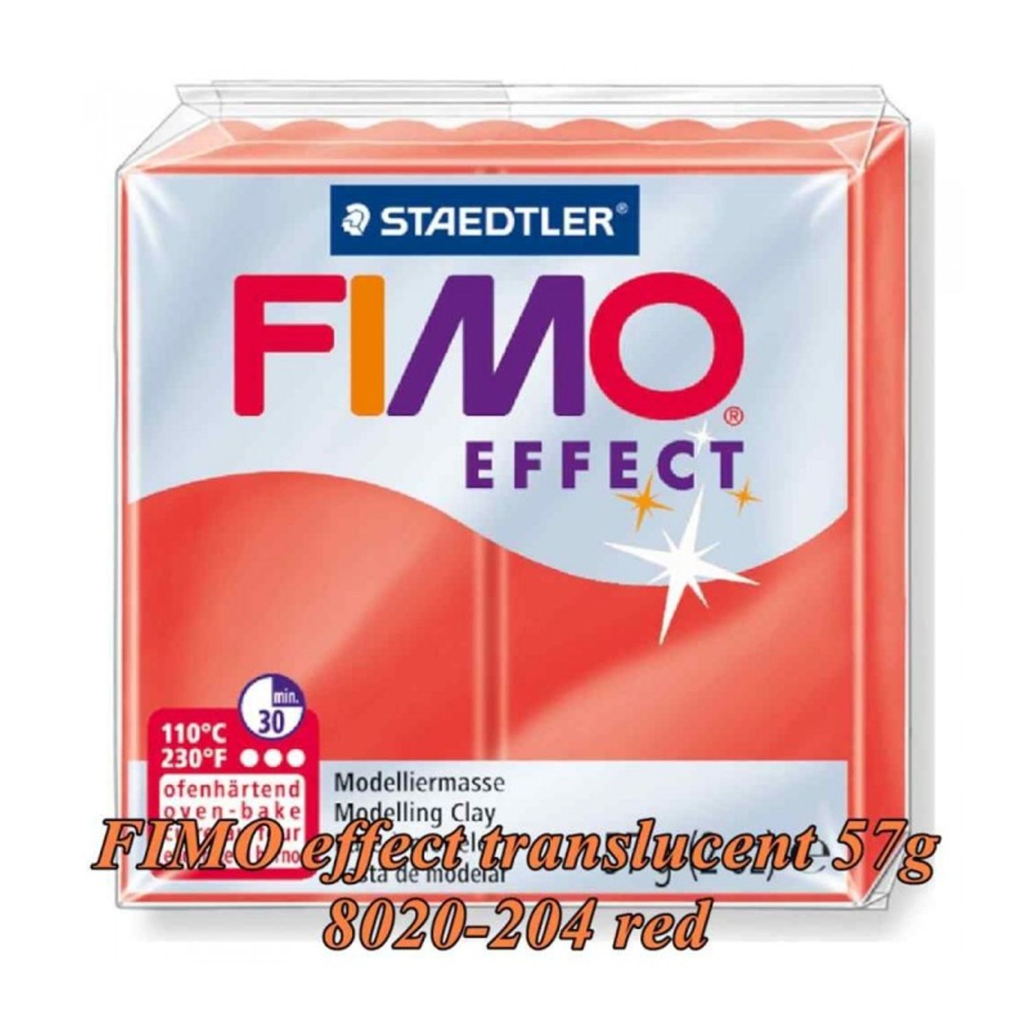 FIMO Effect 57g Translucent Rosu translucent fotografia produsului