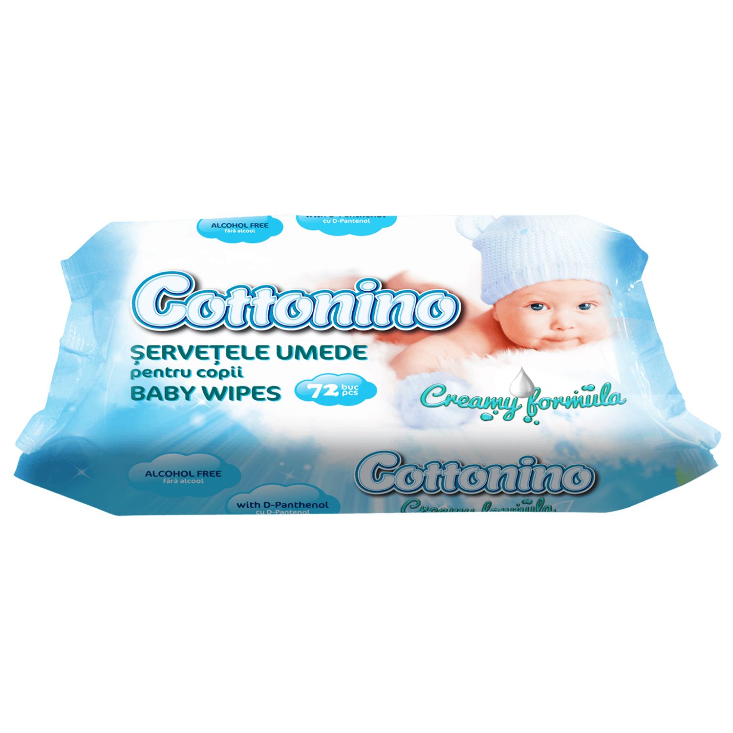 Servetele umede Cottonino Blue, 72 buc fotografia produsului